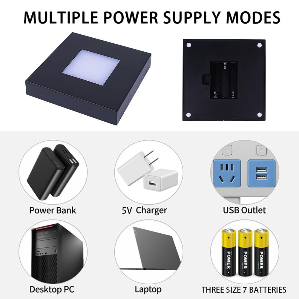 4.33 inch Multimodal Multicolor Light Stand Base – Black Square Display Base …
