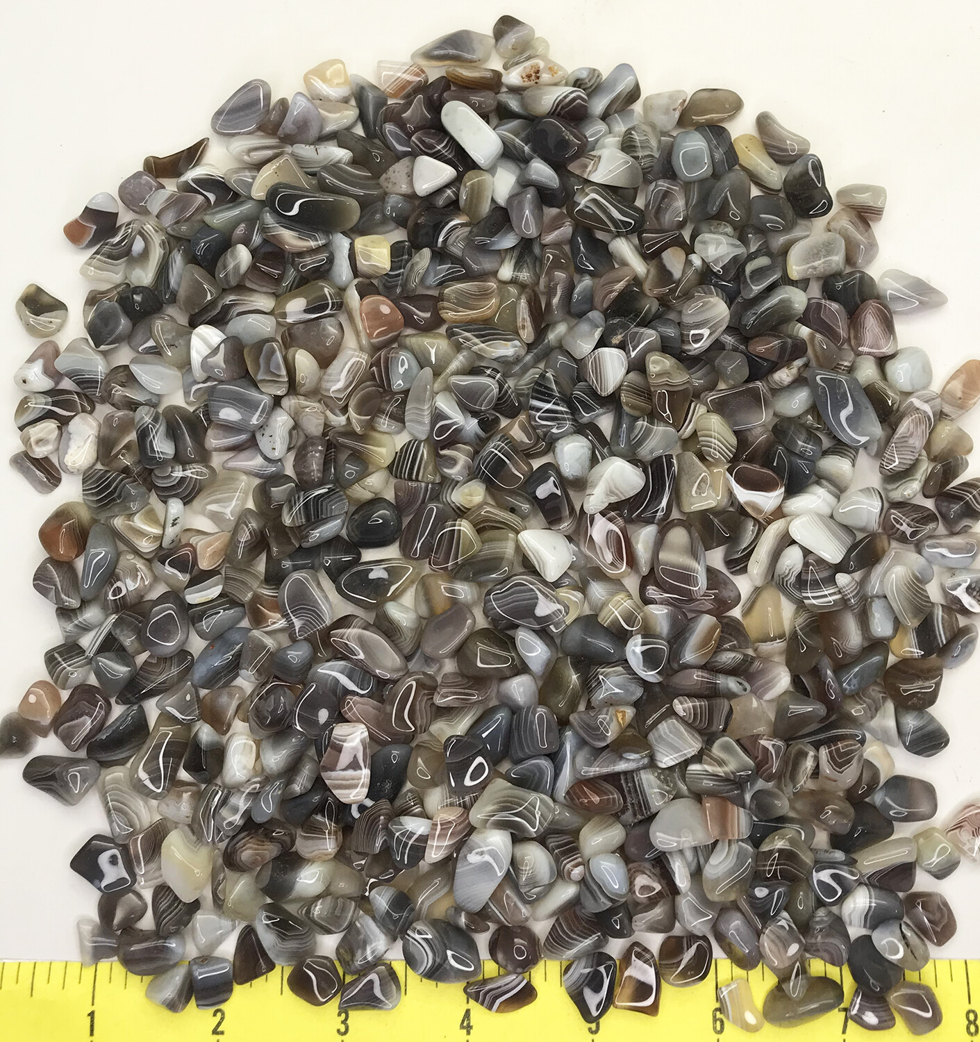 AGATE BOTSWANA GREY X-SMALL ( 5/16″ to 5/8″ ) polished stones. 1 lb