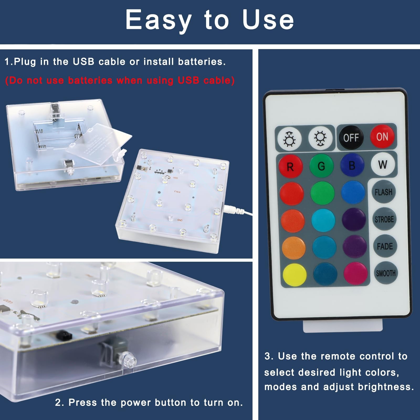 Square LED Light Base with Remote -5 Inch Multicolor Display Pedestal Light B…