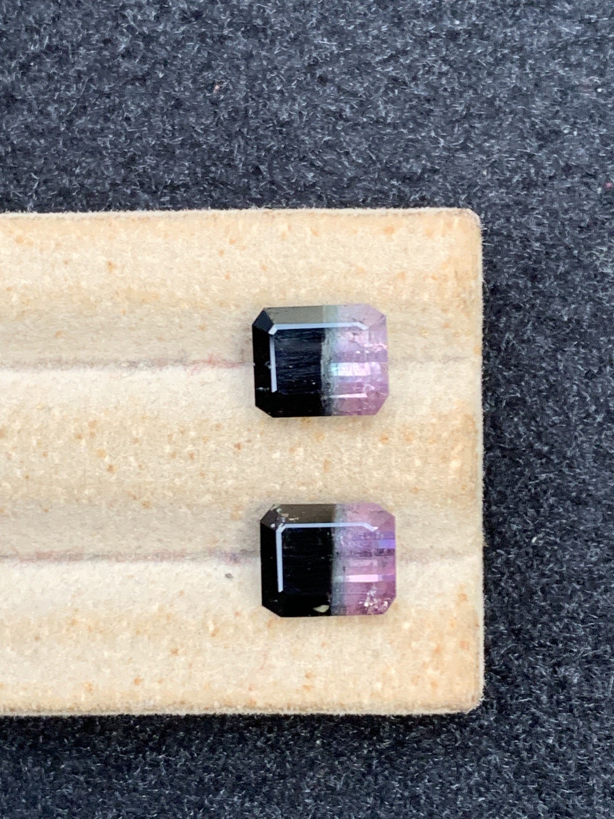 6ct natural rare pink blue & black tri colors faceted tourmaline pair 8.8mm