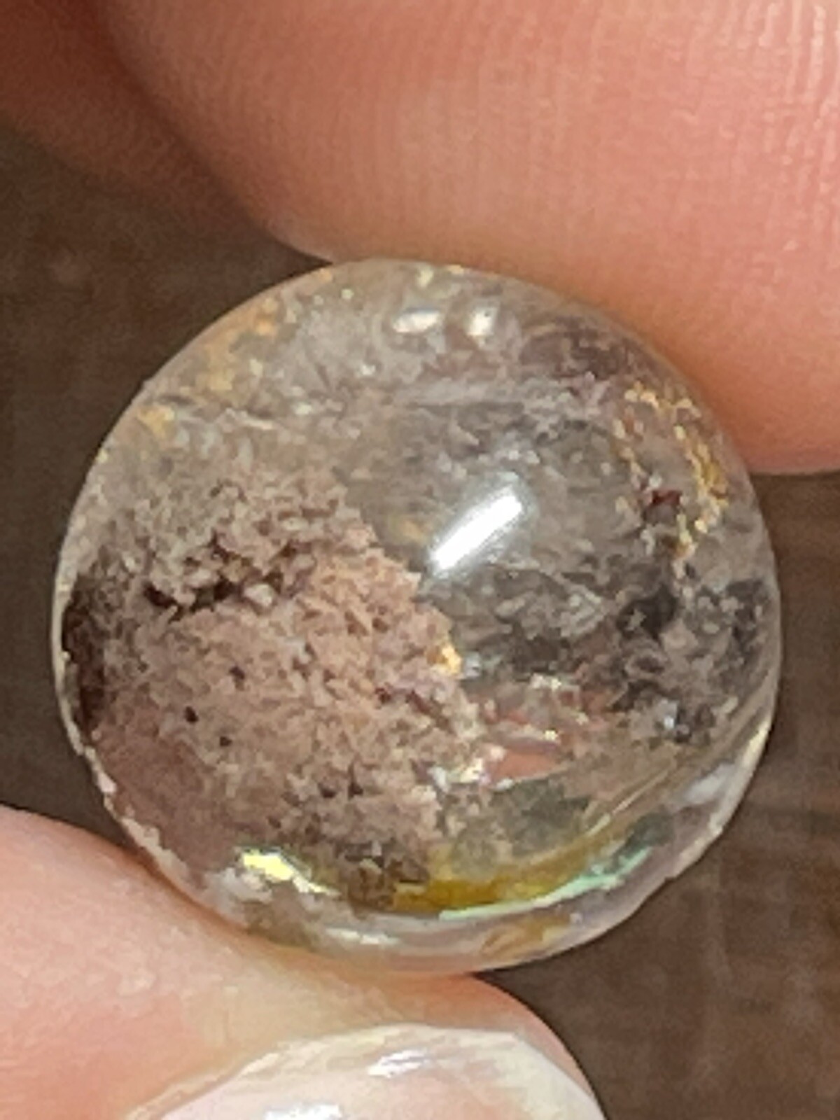 Garden Scenic Quartz with Rainbows Mini Sphere Ball Orb Marble 15.3mm 4g