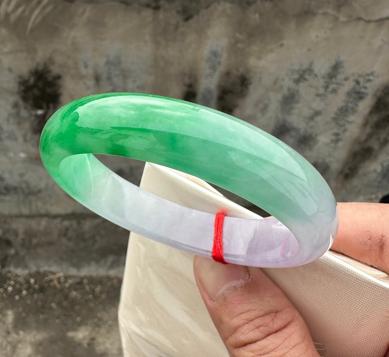 Certified Natural Grade AAA Ice Green Burmese Jade jadeite bracelet bangle 57MM