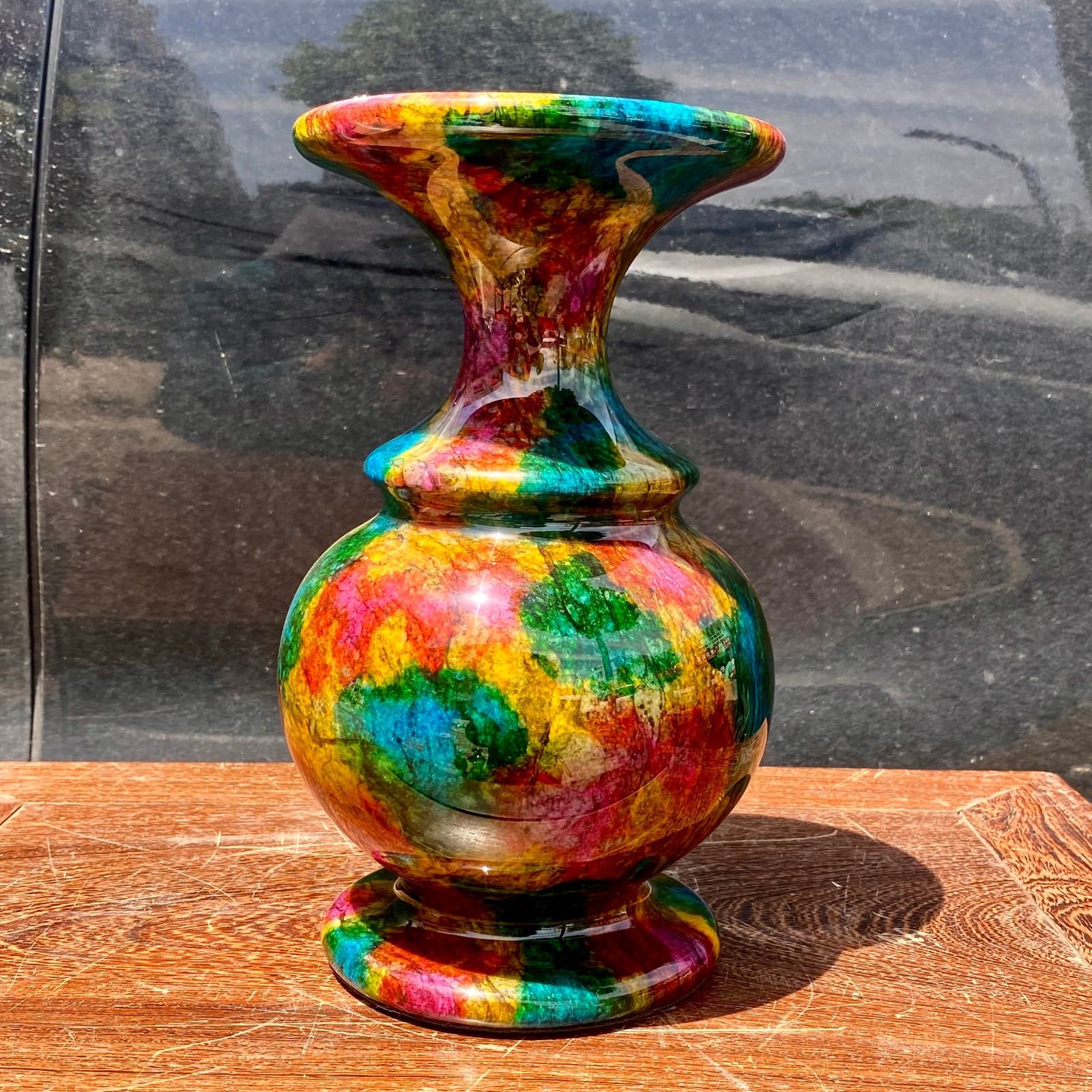 8..8LB A A Natural “Seven Colors Jade” vase specimen -Taiwan China mh633