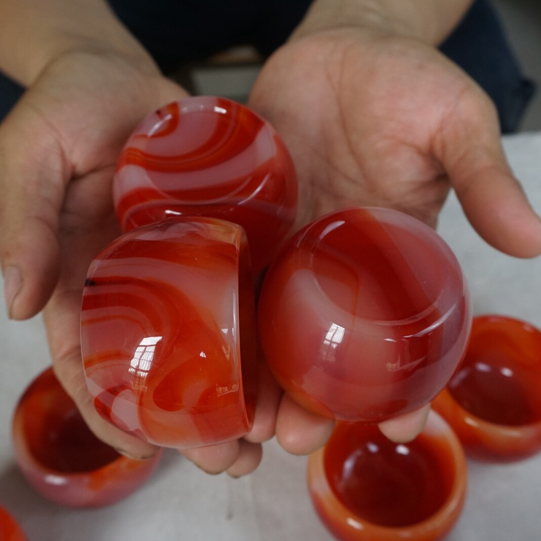 5 Pieces Manmade Art Agate Carnelian Quartz Crystal Bowl Cup Carving Healing
