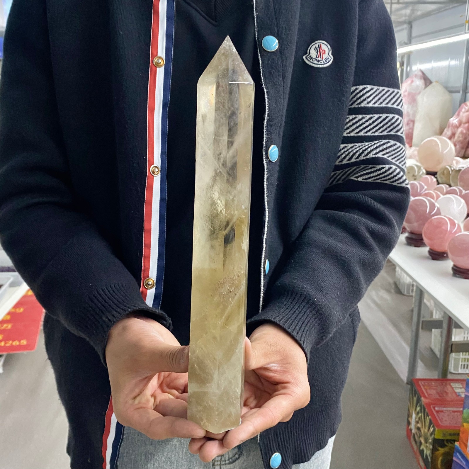 2.03LB Natural Clear Quartz Crystal Point Healing Wand Polished Rock Crystal Rei