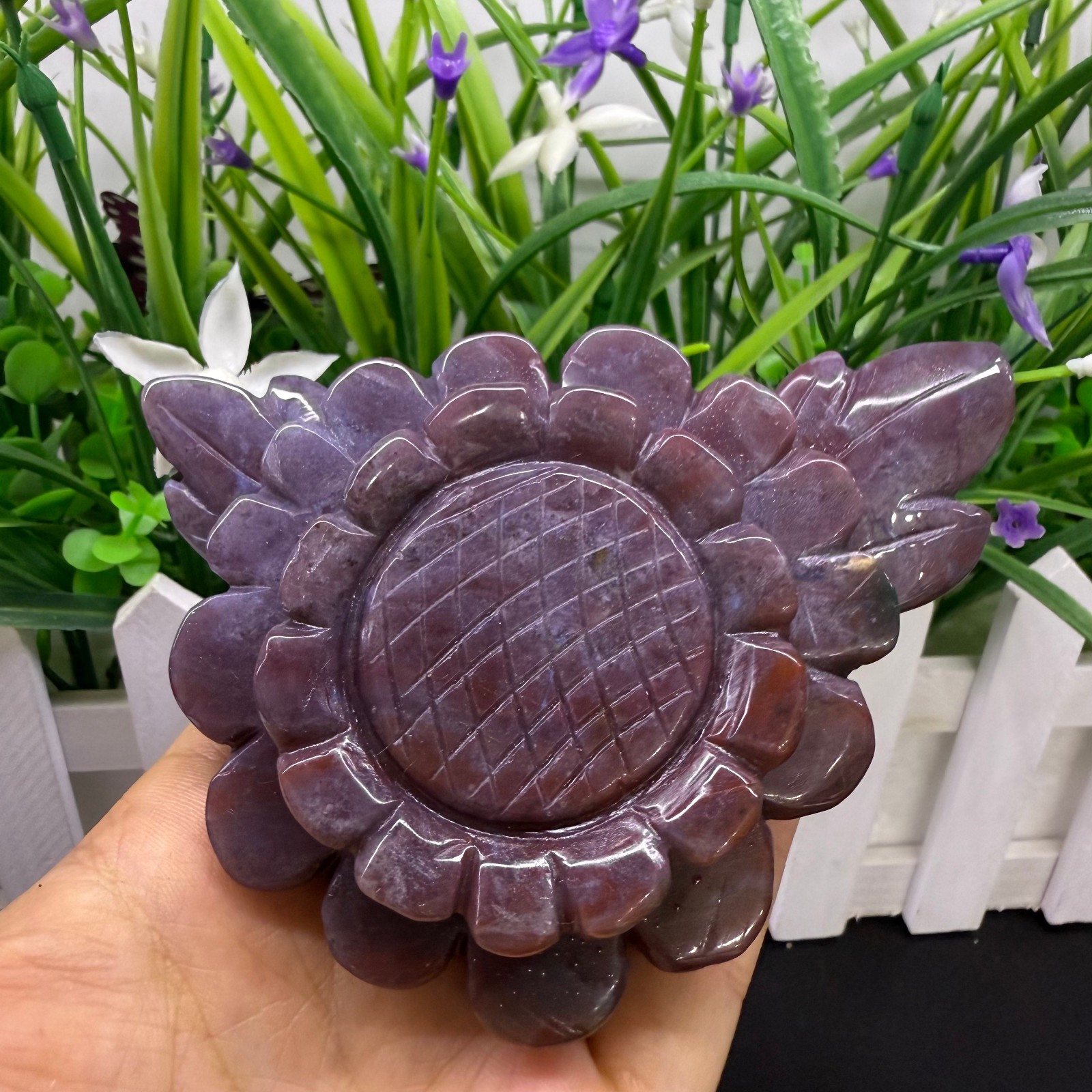 220g natural ocean jasper Flower quartz Crystal Reiki Healing Gem Gift