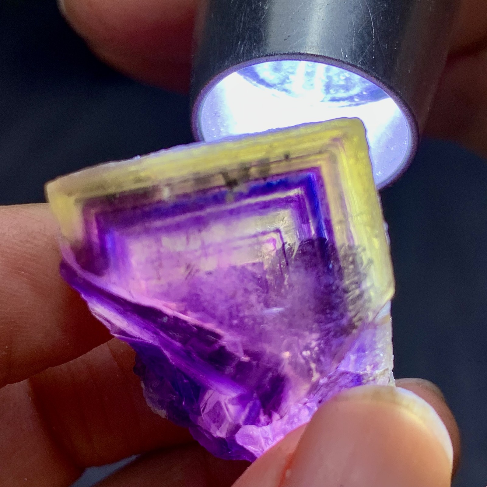 23G Rare transparent purple cubic fluorite mineral crystal sample/China