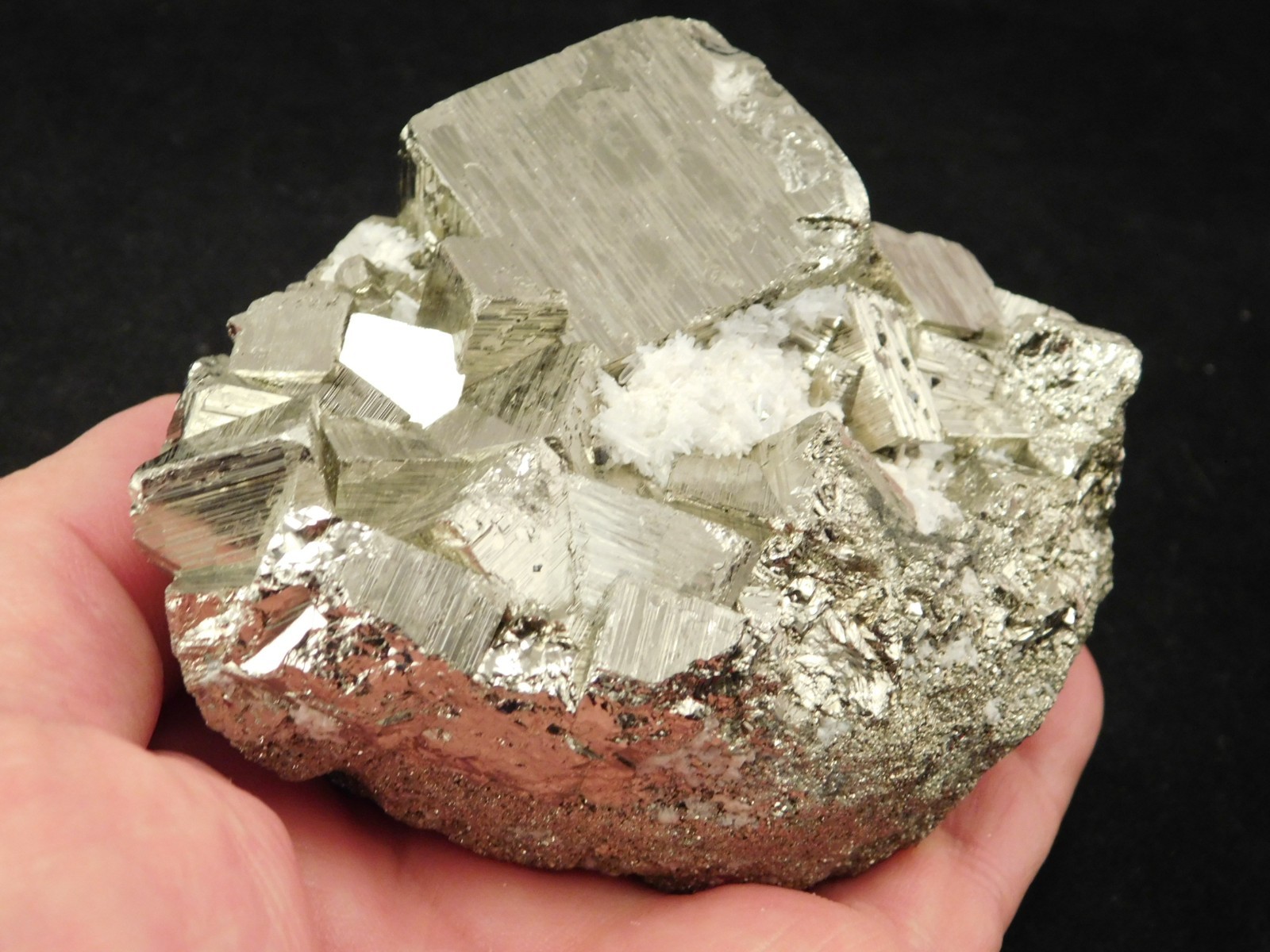 Big! VERY Nice and 100% Natural Pyrite CUBE Cluster with Druzy Quartz Peru 865gr