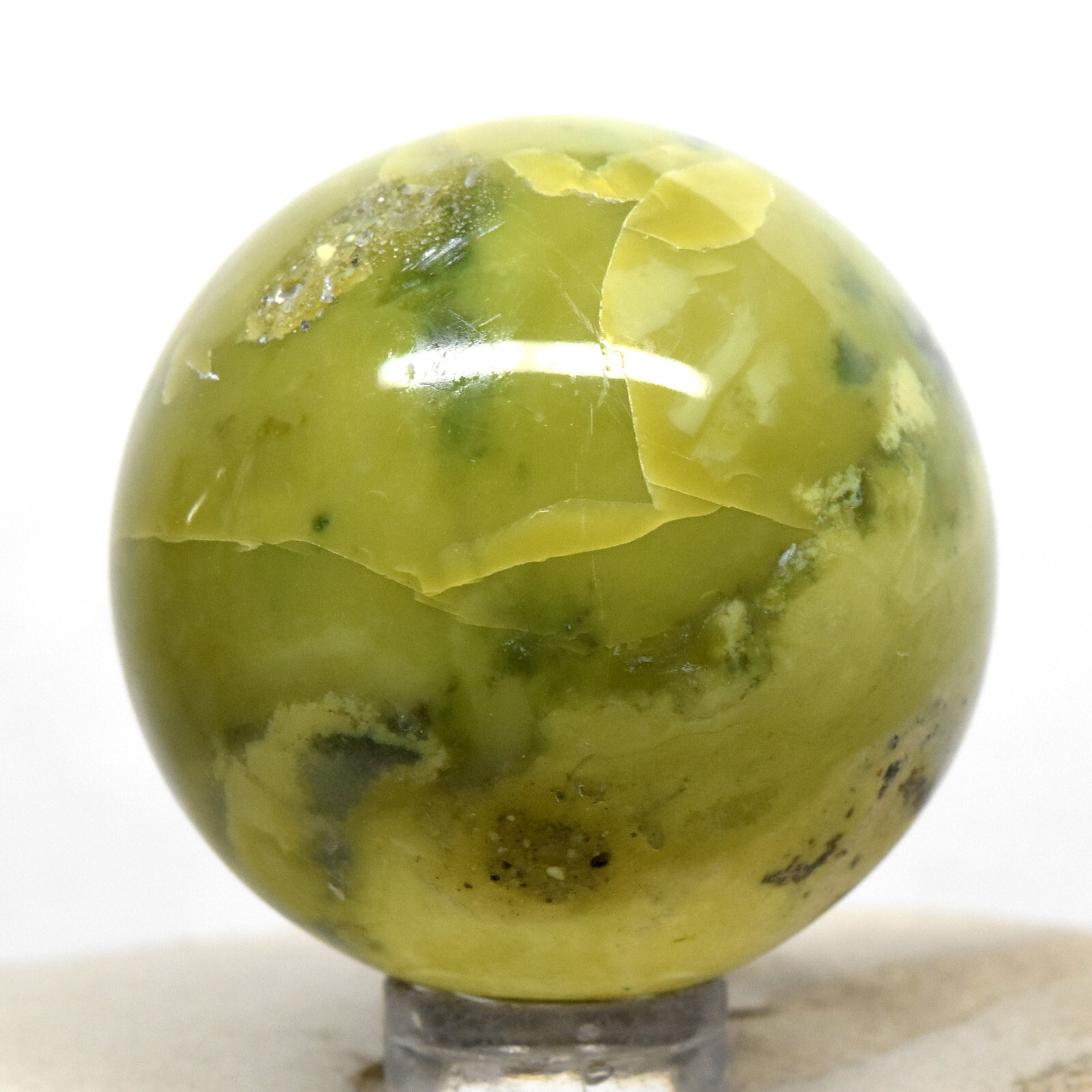 40mm Green Yellow Serpentine Sphere Natural Crystal Sparkling Mineral Stone Peru