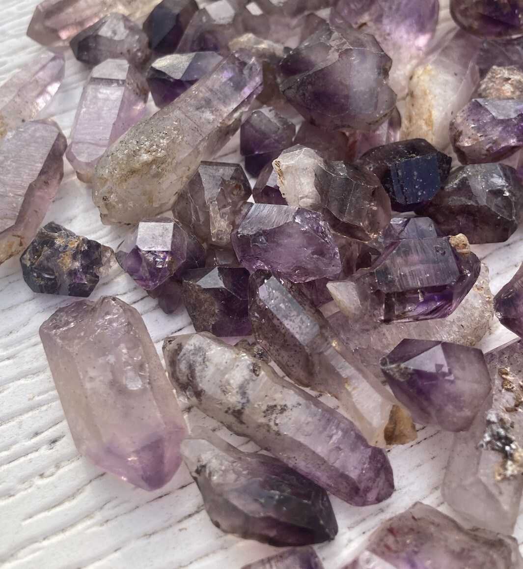 3 pcs Lot SHANGAAN SMOKY AMETHYST Healing Crystal Points Bulk Chiredzi Zimbabwe