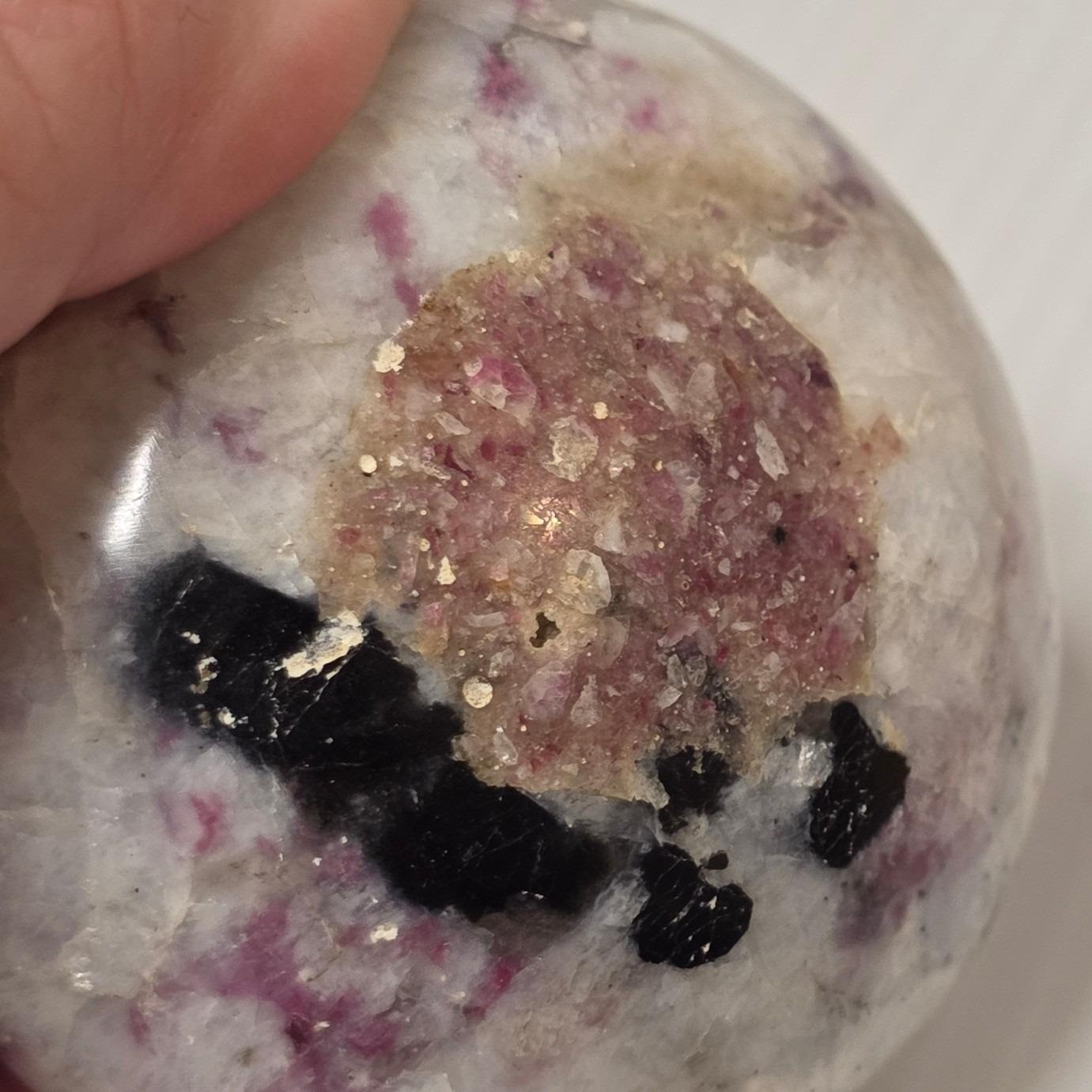 Unbranded Pink Tourmaline Quartz Palm Stone 2in Pink White Fair Rubellite