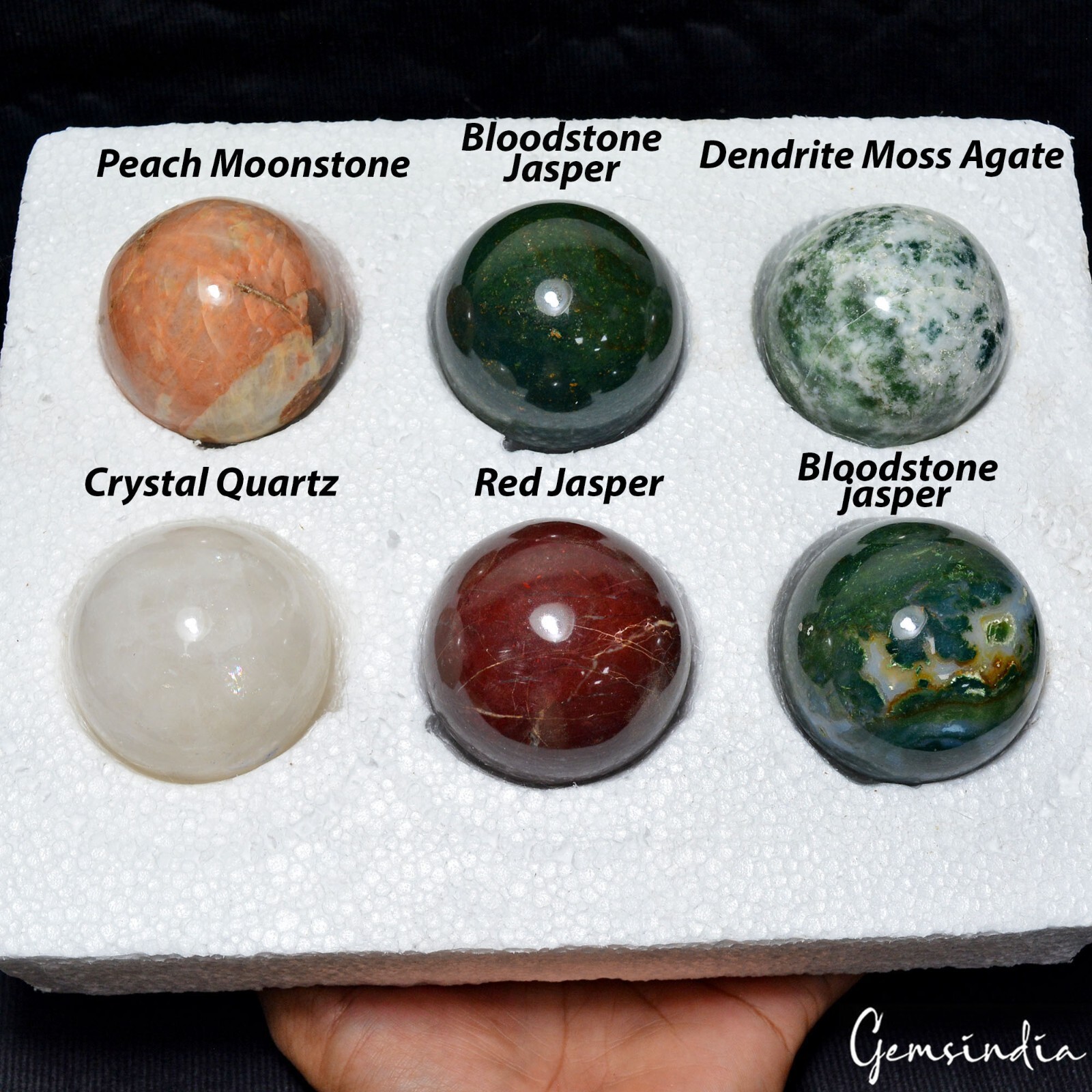 1.41 Kilo Natural Multi Gems Healing Crystal Mineral Sphere Lot 6 Pc With Stand