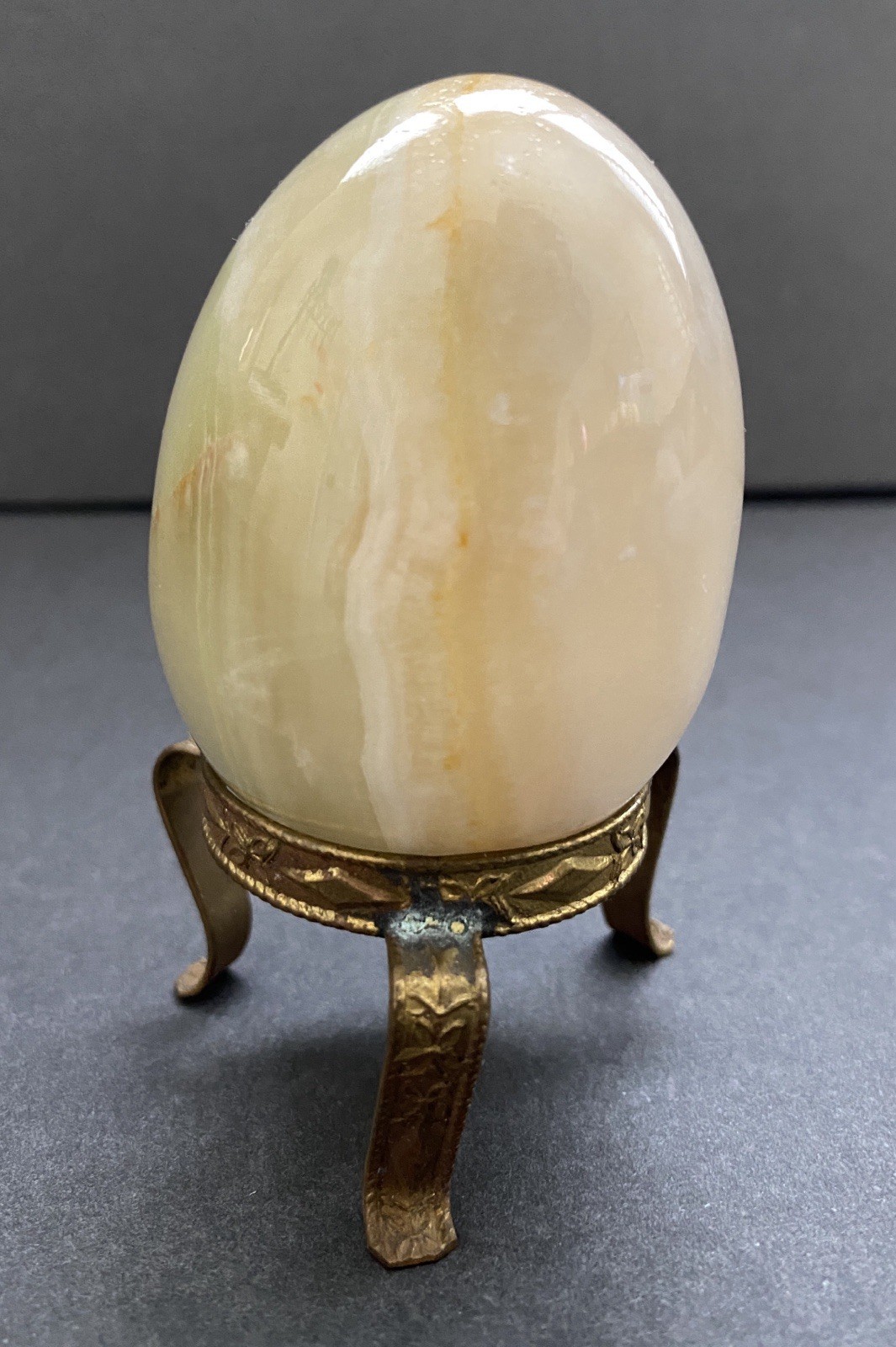 Natural Onyx Stone Egg With Stand Hand Polished Banded Agate Calcite Crystal