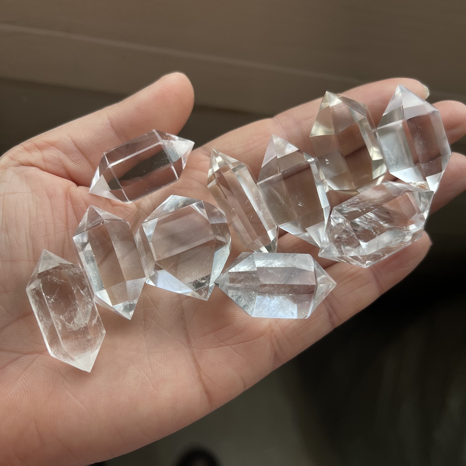 10pcs Natural clear quartz obelisk crystal double wand point healing 30-45mm