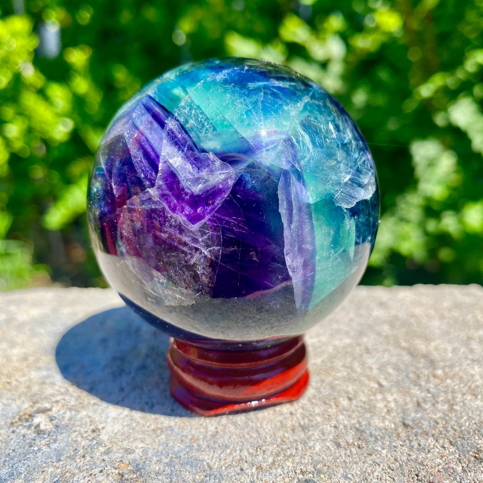 304G natural Green fluorite ball quartz crystal Sphere Reiki energy healing
