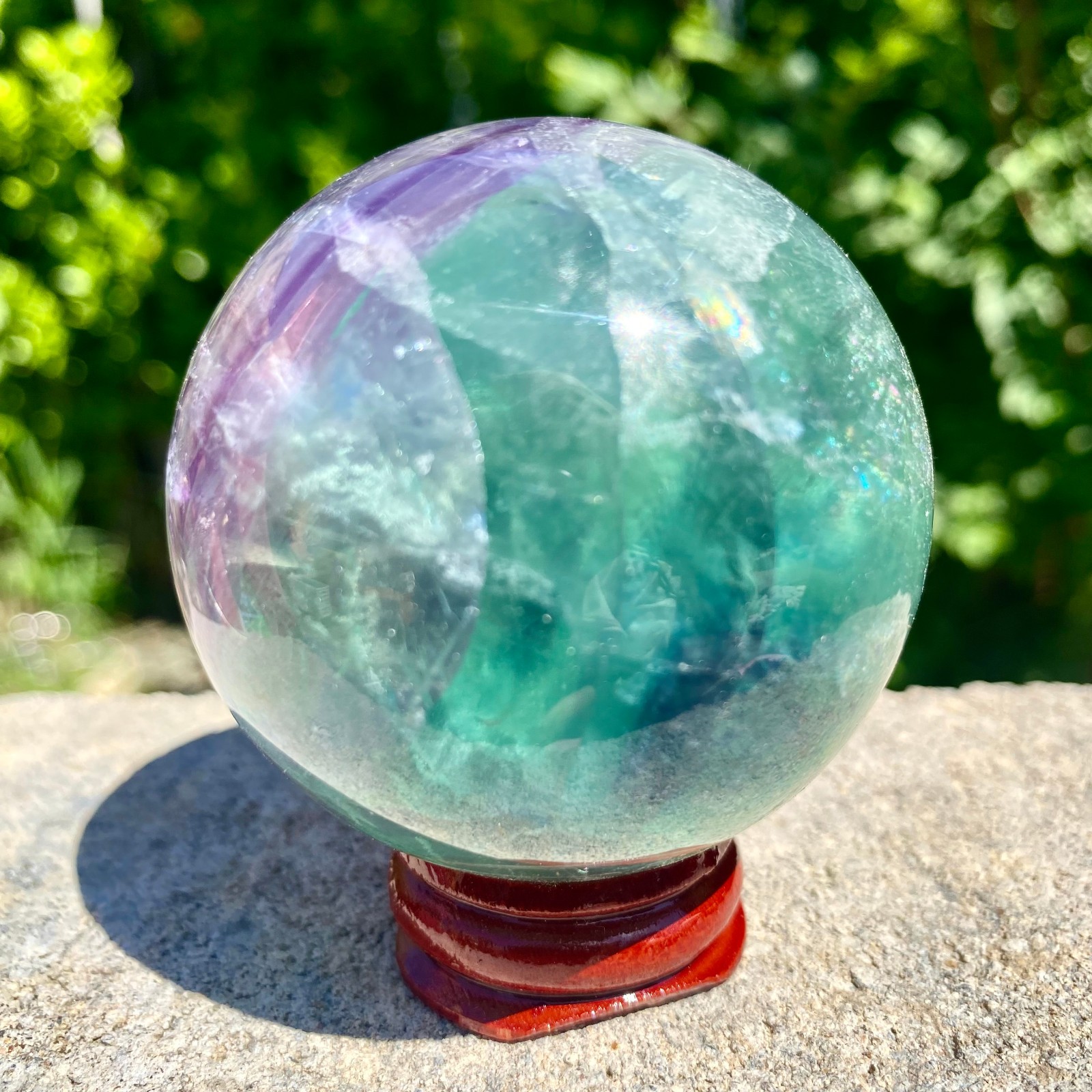 305G natural Green fluorite ball quartz crystal Sphere Reiki energy healing