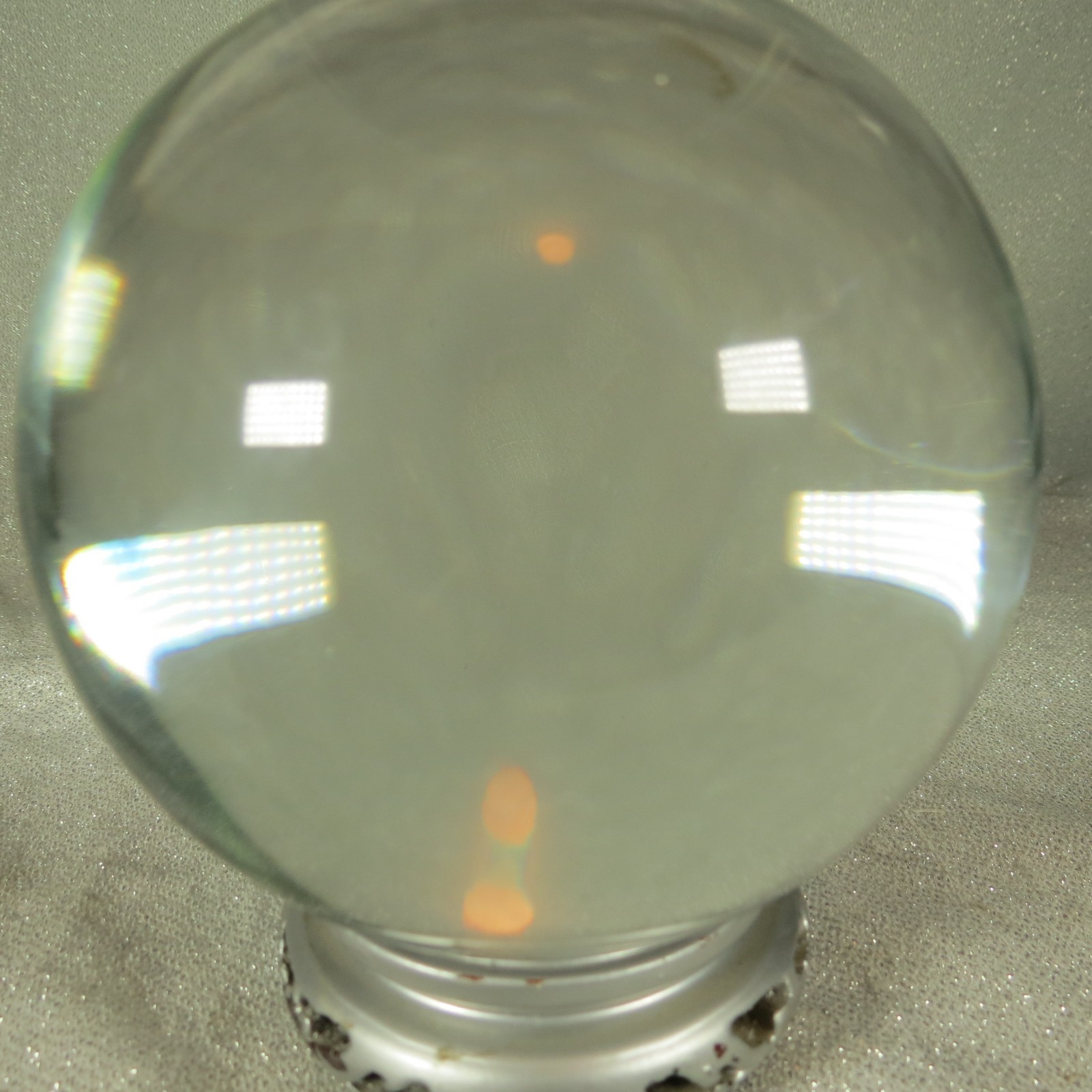 Clear Crystal Spherical Ball on Silver Stand 5″ Dia Ball, 5″ High