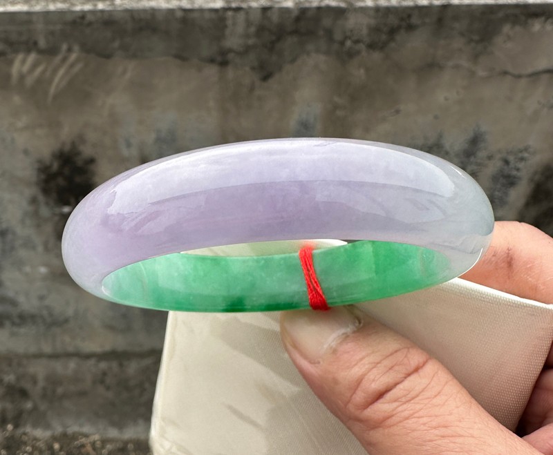 Certified Natural Grade AAA Ice Green Burmese Jade jadeite bracelet bangle 57MM