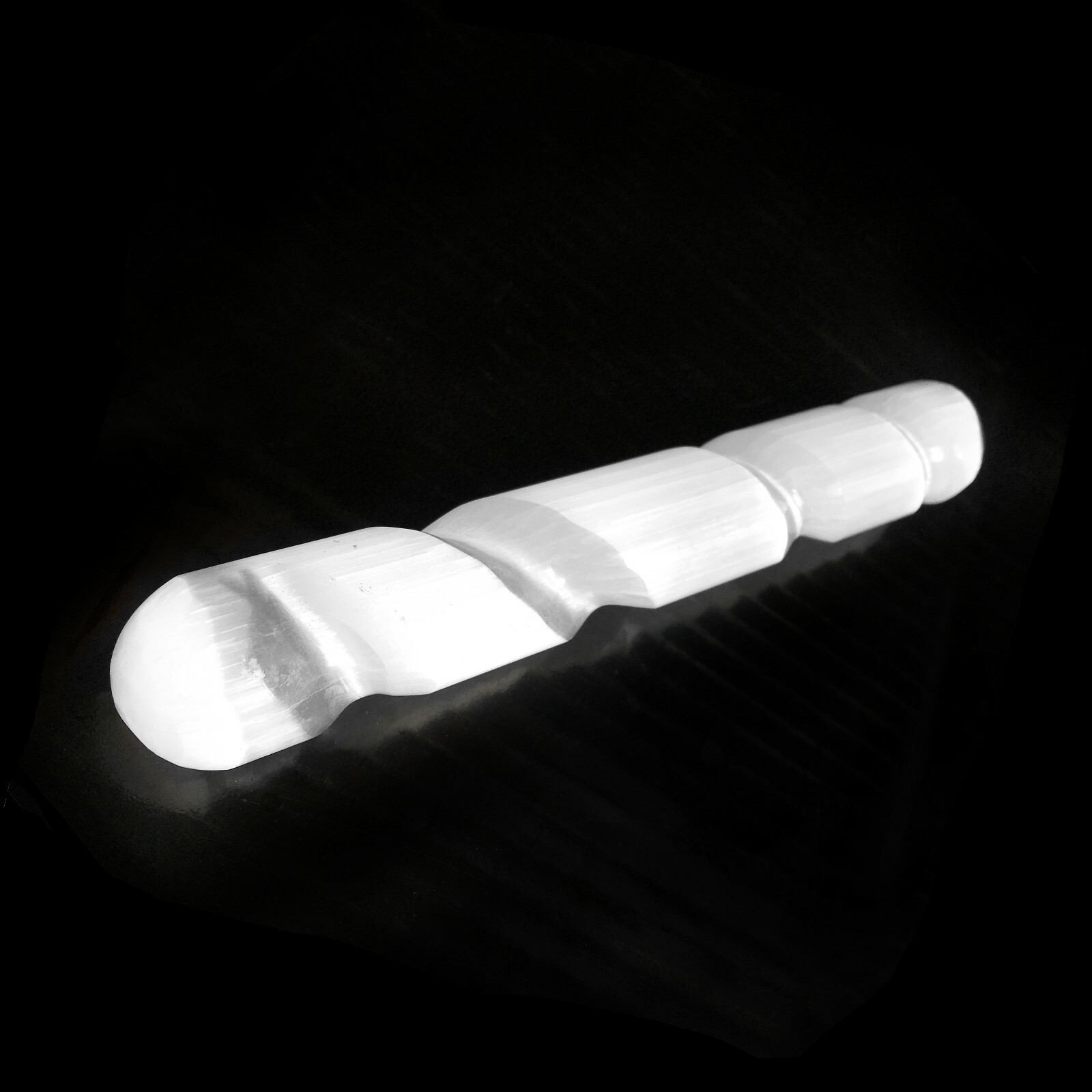 Selenite Crystal Massage Wand 8 ” Spiral Polished XL Round Point Tip Reiki Energ
