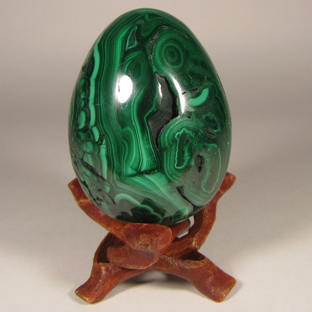 2.3″ MALACHITE Egg Polished Gemstone Sphere w/ Stand – Congo, Africa