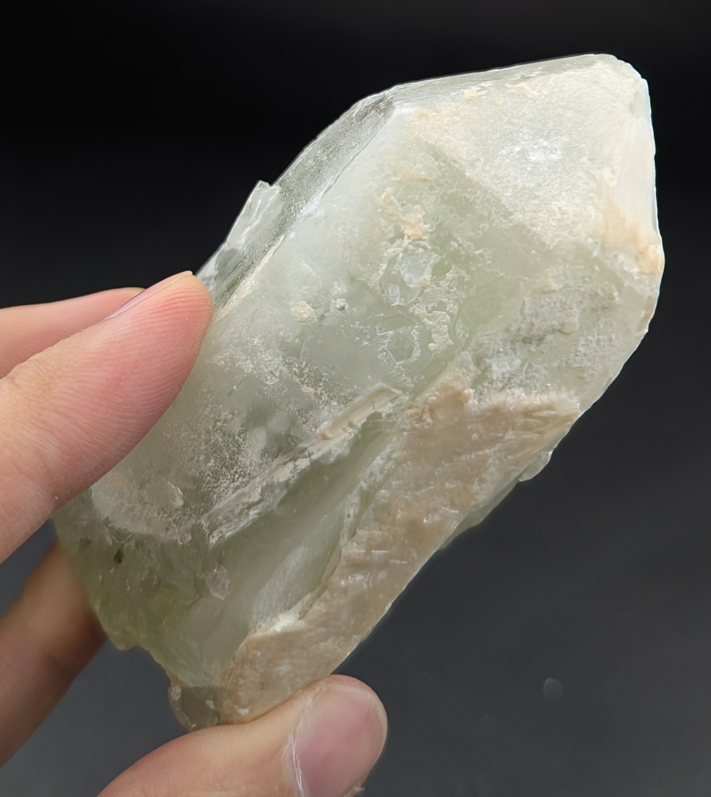 Green Tourmaline Included And Dissolved Quartz Crystal, Afghanistan, 295 Grams