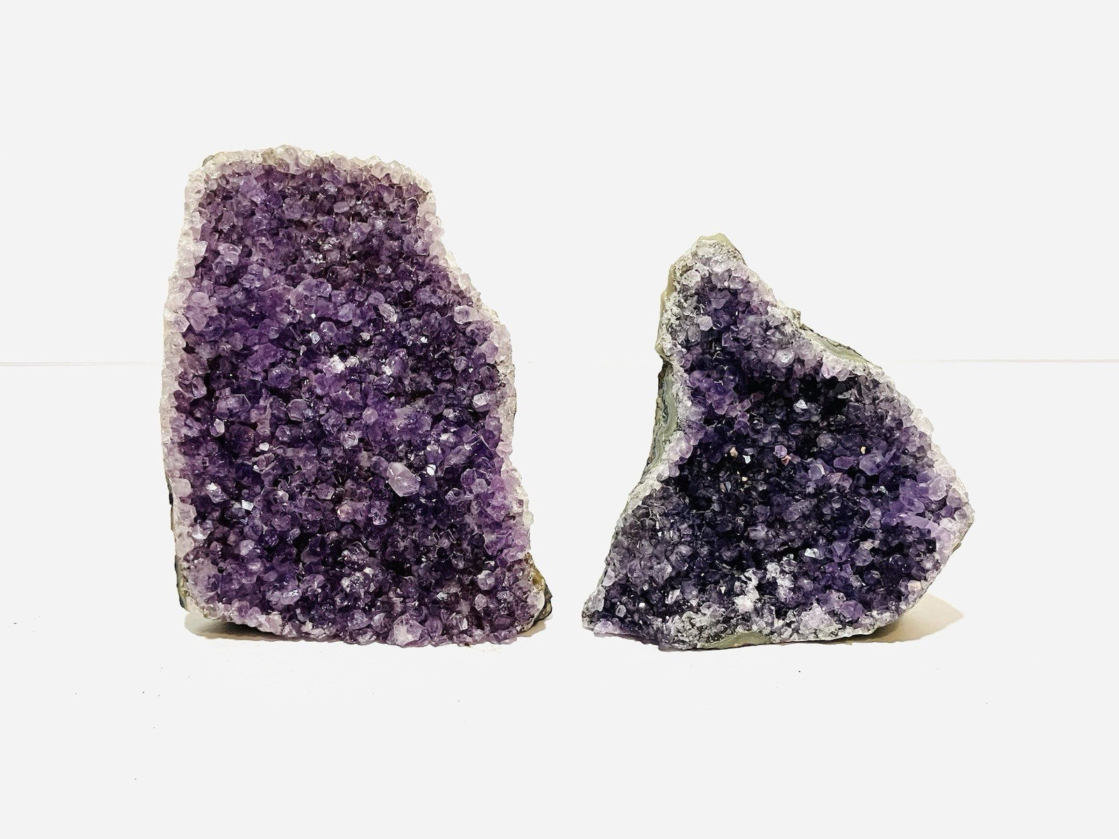 Lot Of 2 Brazilian Natural Purple Amethyst Cluster Specimens 799 grams