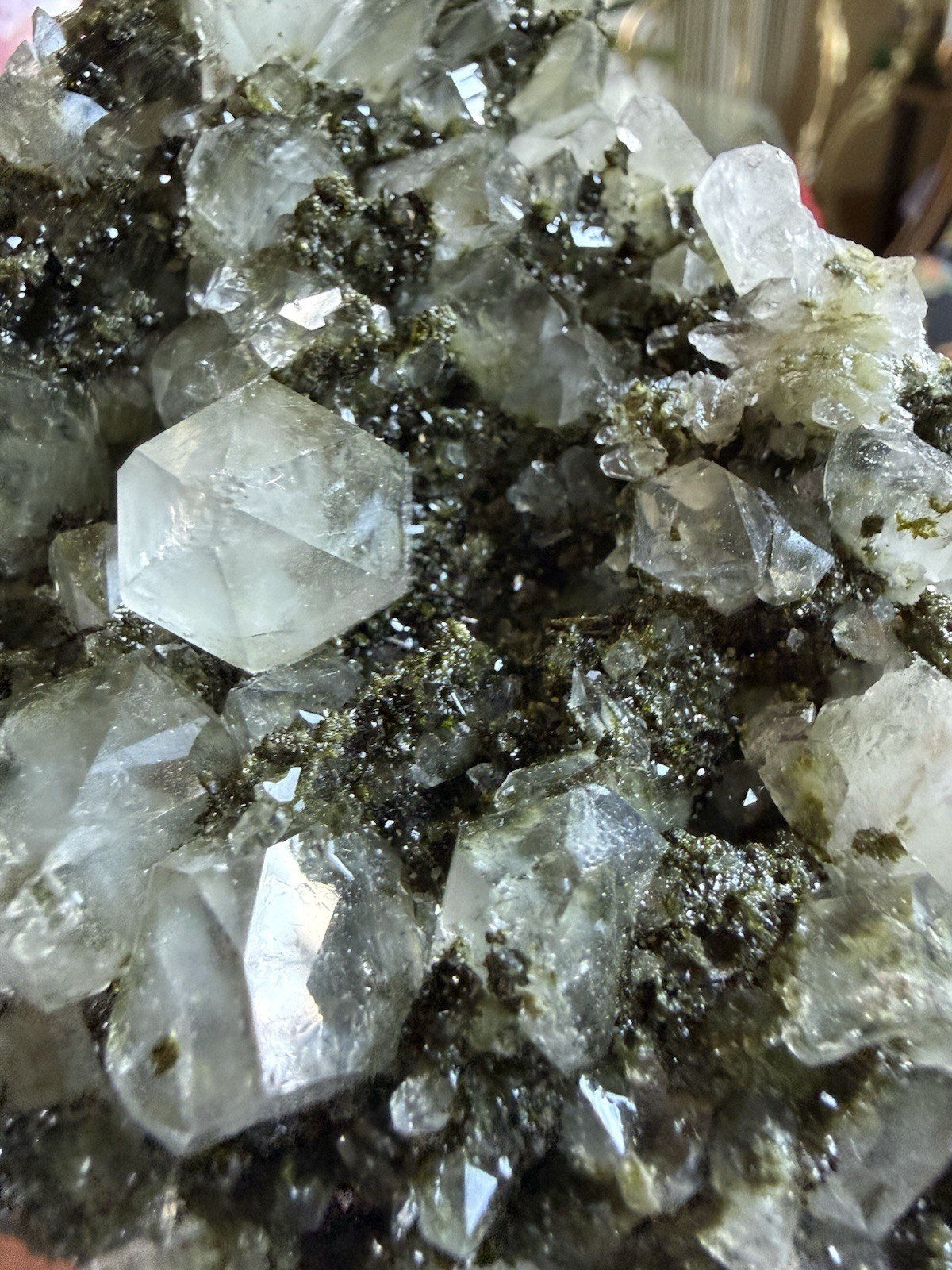 Forest Fairy Epidote on Quartz Crystal Specimen – Turkey