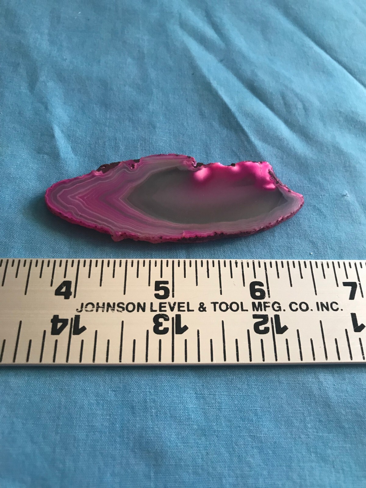 New 3” by 1-1/8” Pink Dyed Cut & Polished .71 Ounce Agate Rock Slab Craft Stone