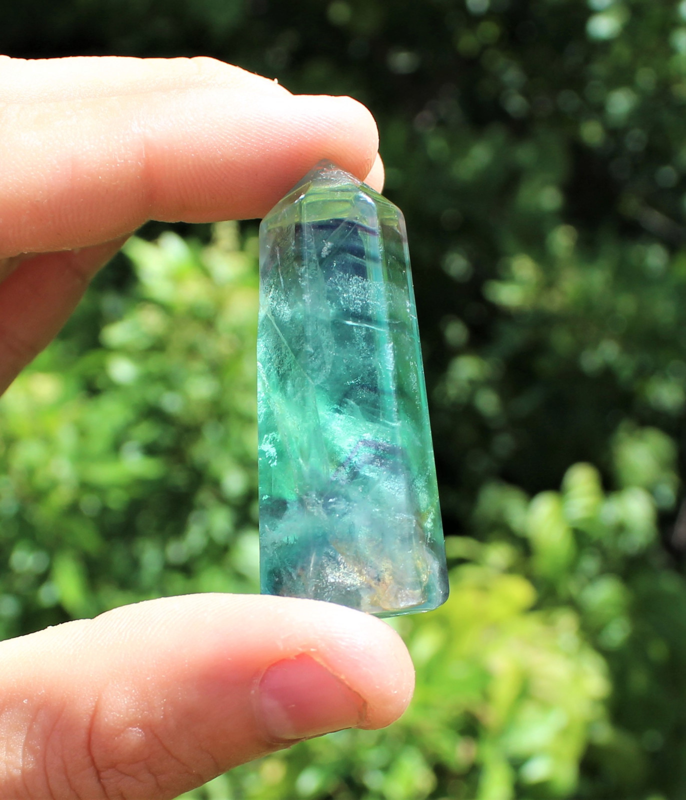 Natural Fluorite Crystal Hexagonal Point 1.75 – 2.25″ Reiki Massage Healing Wand