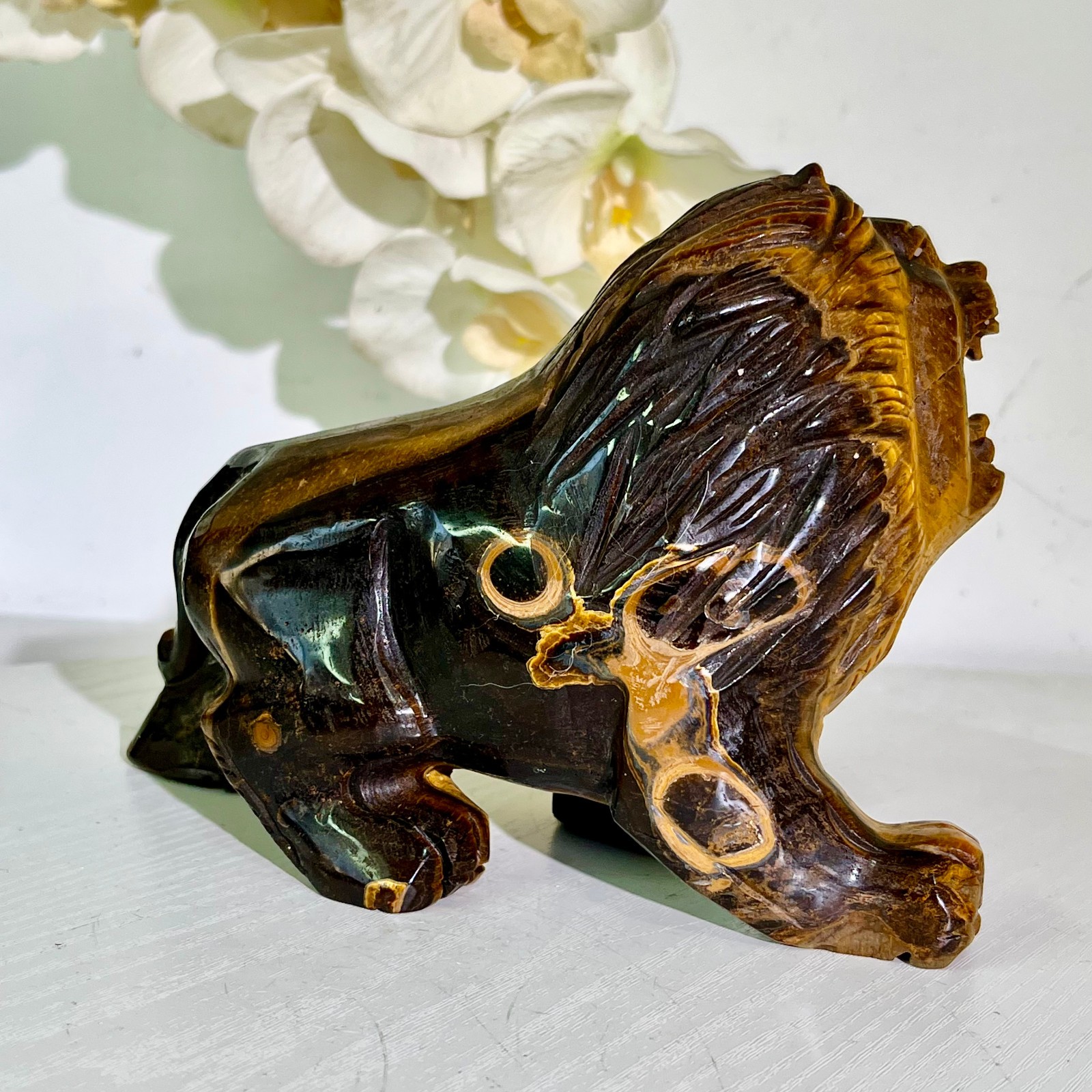 4.12LB Natural tiger eye stone products, handmade carved and polished spiritual