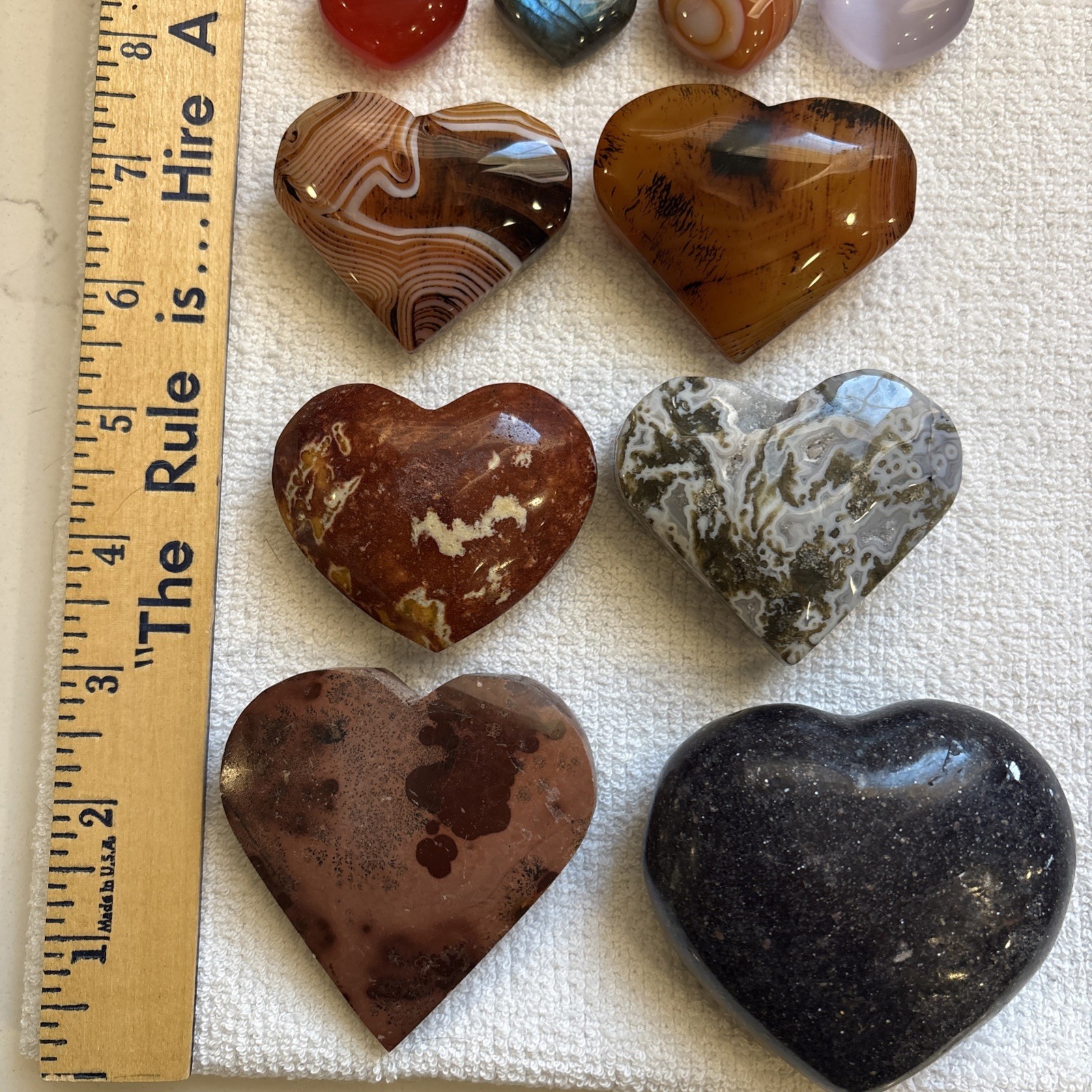 Lot Of 15 Crystal Hearts Agate Druzy Carnelian Sardonyx Cats Eye Moonstone Amy