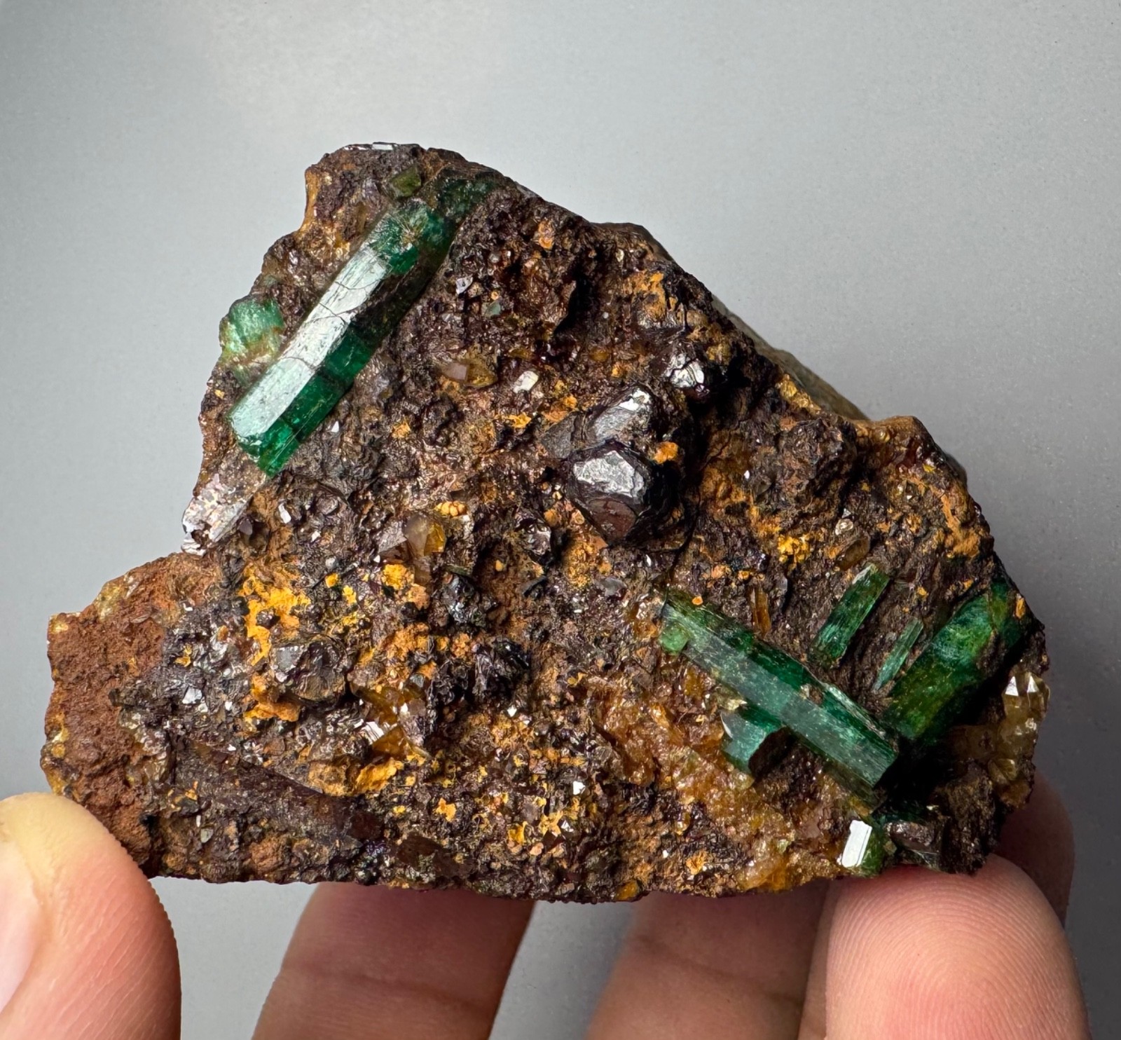 247 Gram Natural Emerald Crystals On Matrix From Panjshir Afghanistan