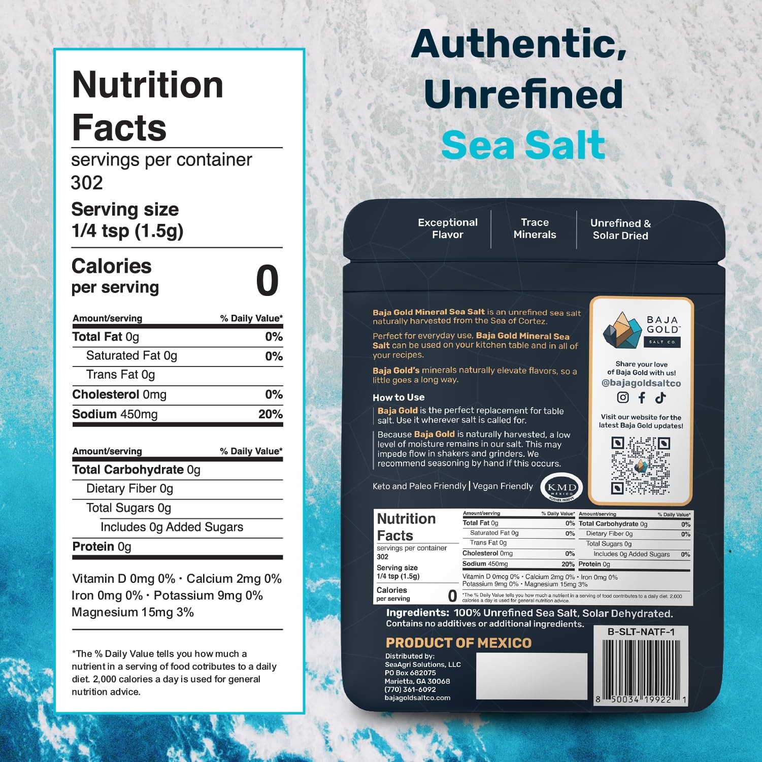 Baja Gold Signature Mineral Sea Salt – Recommended by 16 Ounce (Pack of 1)