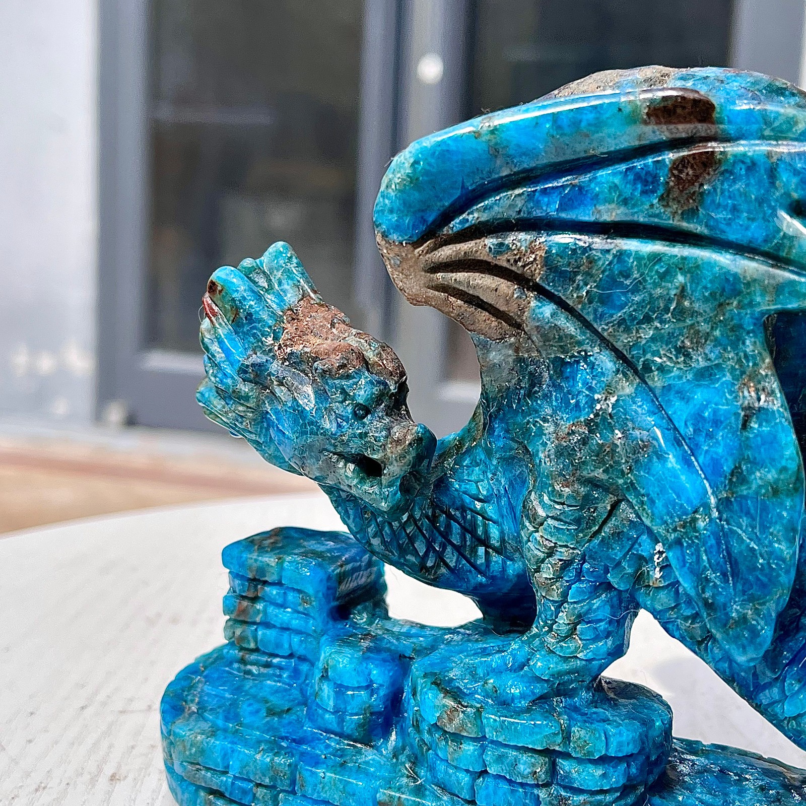 2.18LB Natural dreamy blue lithium gray pattern, hand carved and healed