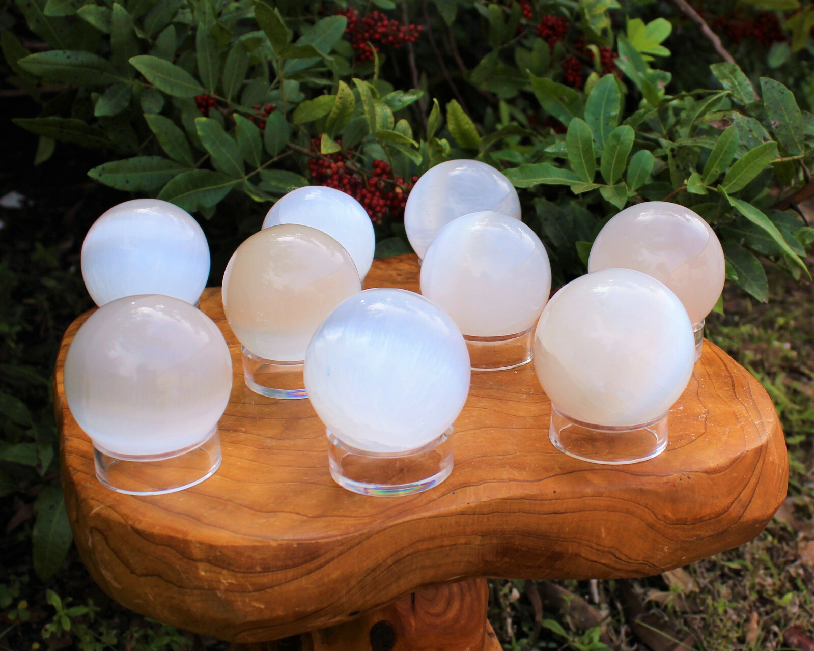 Selenite Crystal Sphere + Stand, LARGE 60 mm (Polished Selenite Crystal Healing)