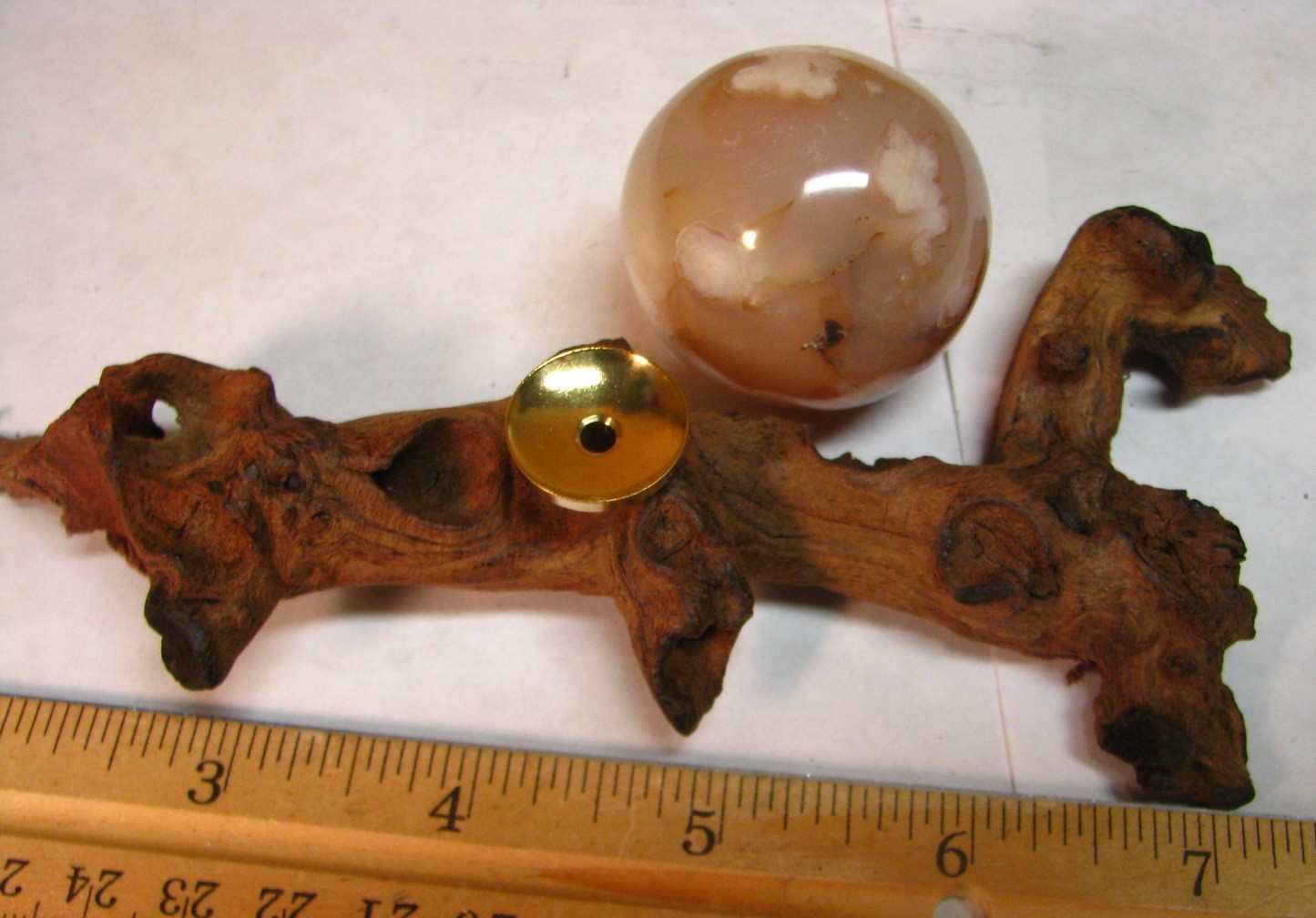 92g 1.5inch SAKURA AGATE WOOD STAND MADAGASCAR FLUORESCENT CHERRY BLOSSOM #016