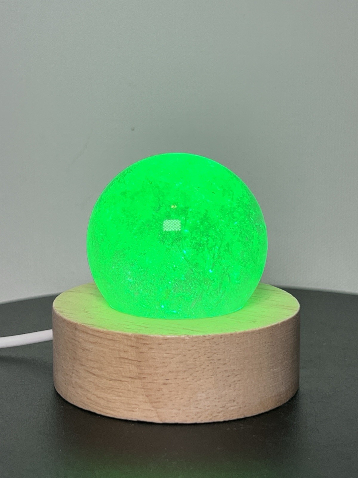 Clear Quartz Sphere W/Multicolor USB Light Holder – See pics and description