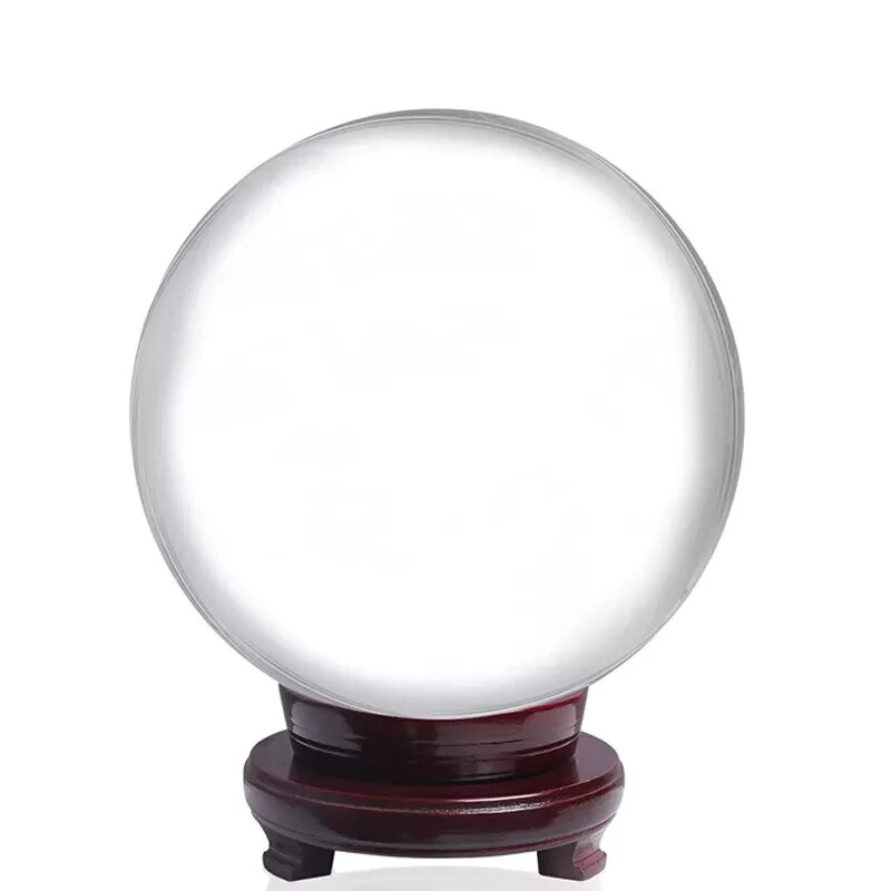 TOP 200MM 22LB Clear Crystal Ball Meditation Glass Sphere Photo Prop Free Stand