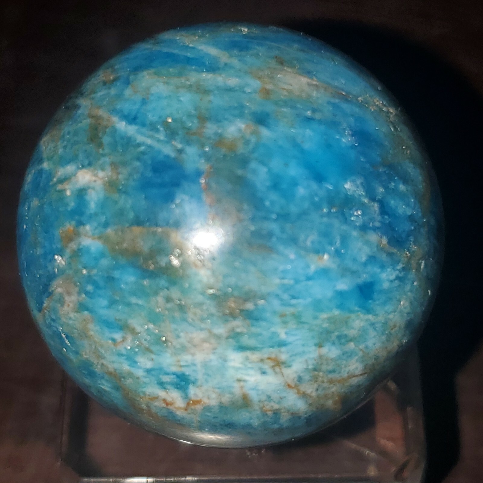 Blue Apatite Sphere Orb Ball Marble 32mm, 55g