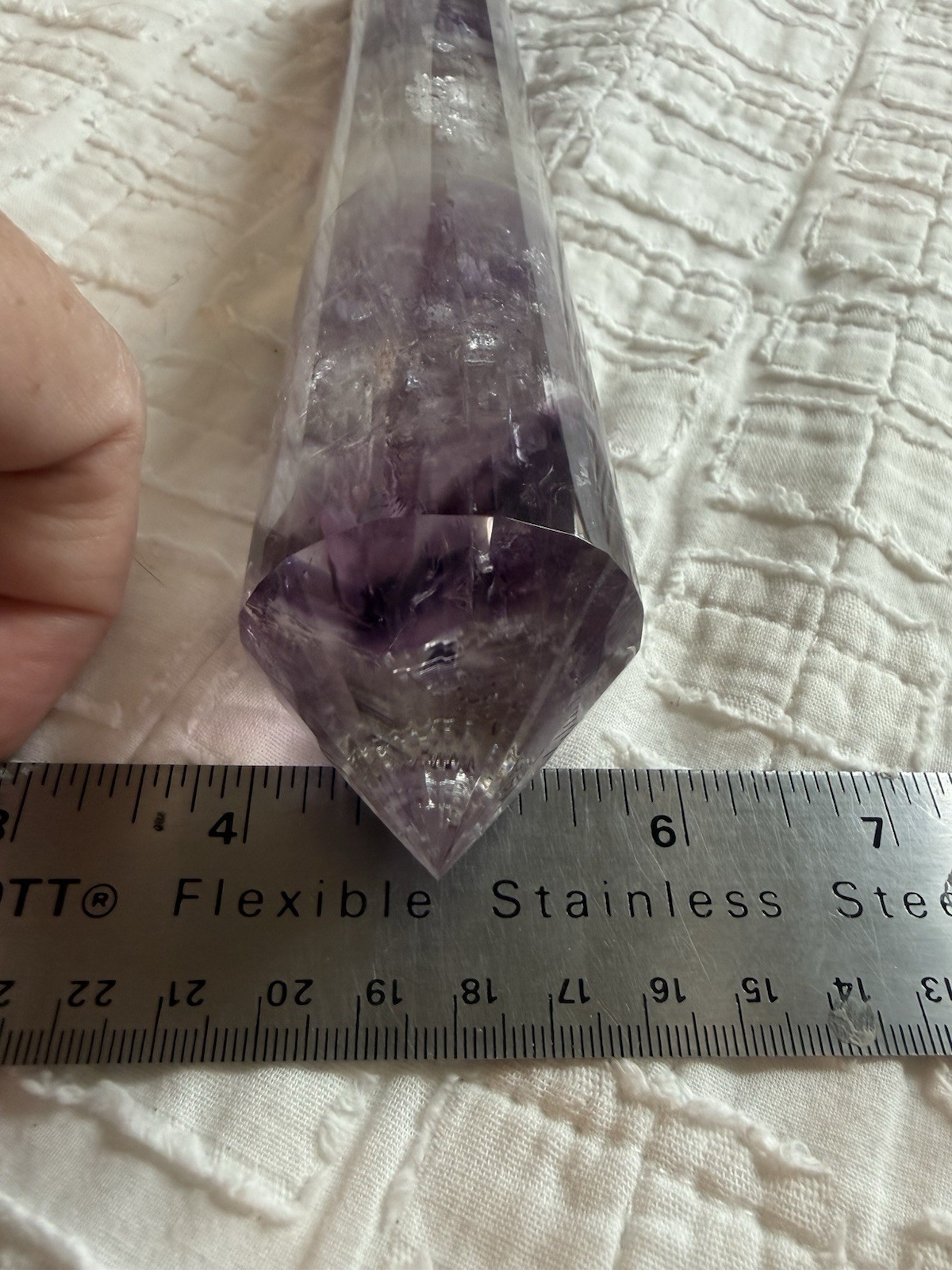 9-1/2in Amethyst Vogel Style 24-Sided Crystal Wand With Stand