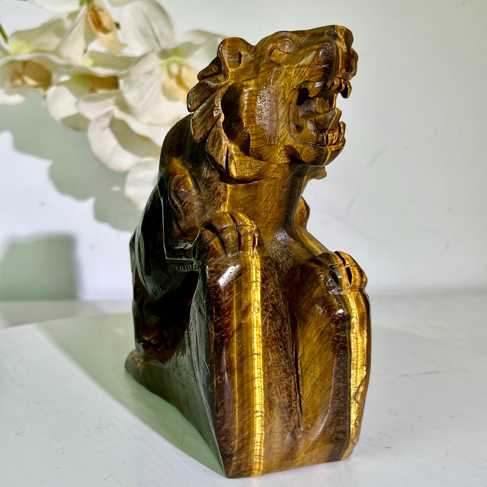5.73LB Natural tiger eye stone products, handmade carved and polished spiritual