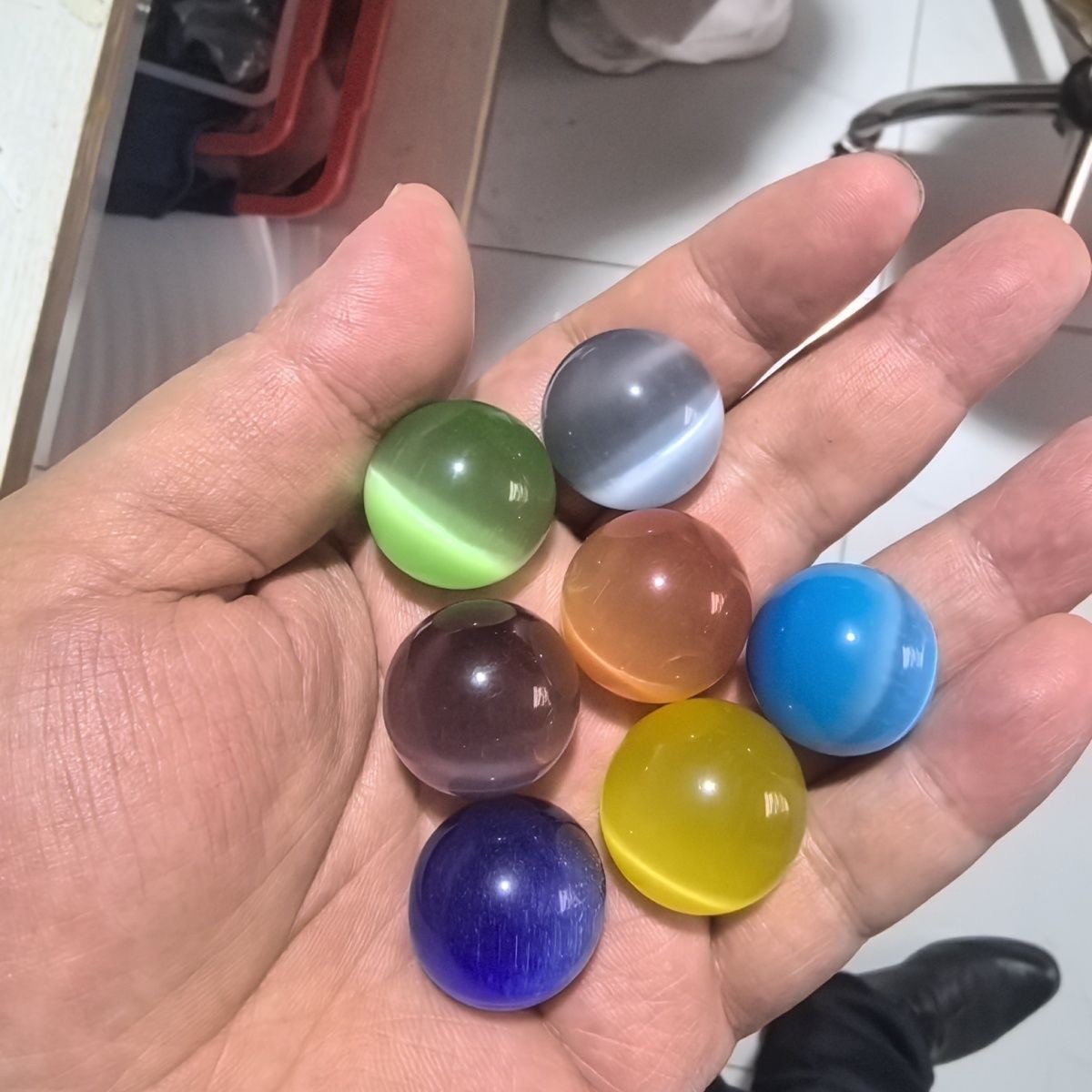 10pcs Wholesale Colourful Cat’s Eye Ball Quartz Sphere Reiki Healing 16mm