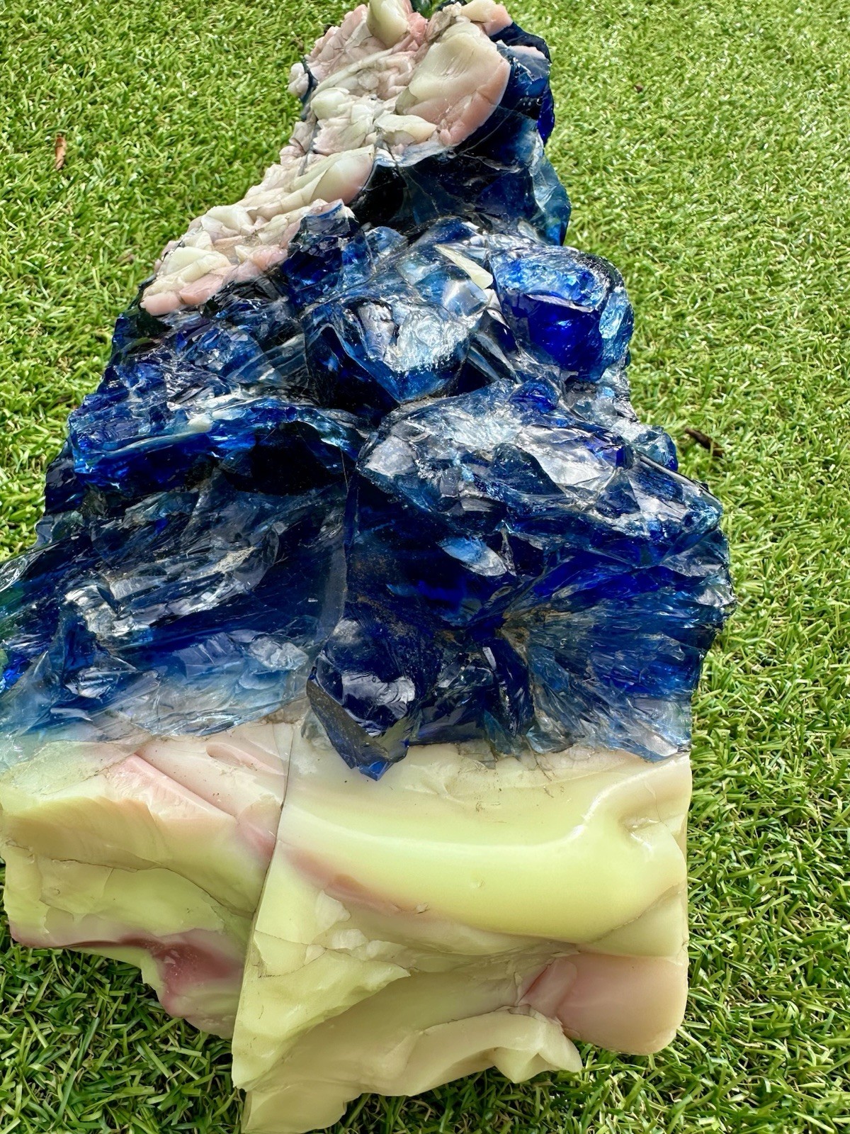 Stunning Uranium Slag Glass Cullet Mixed Blue Yellow Orange HOUZER Rock Overpour
