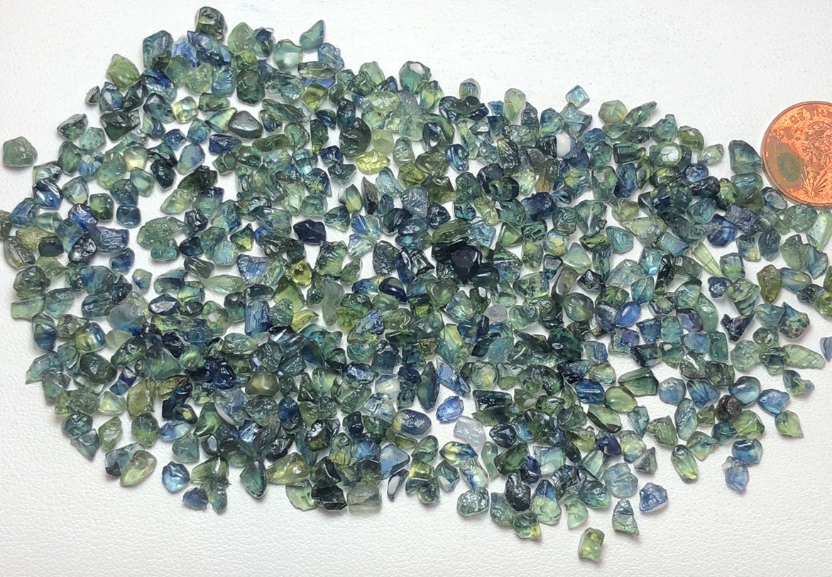 37 Gram/facet Rough Teal Bicolour Sapphires Ready For Mm Size Cutting Good Deal
