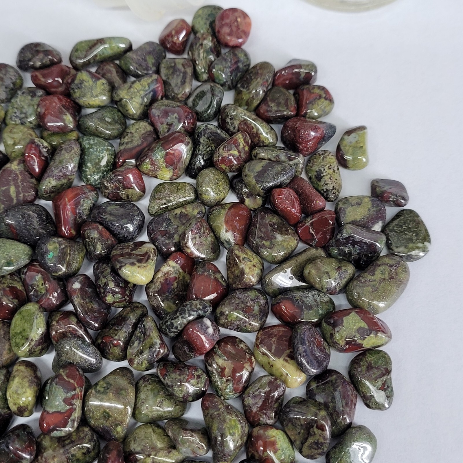 Dragon Blood Jasper 1/4lb Stone Tumbles in Vintage Apothecary Glass Jar Wagner