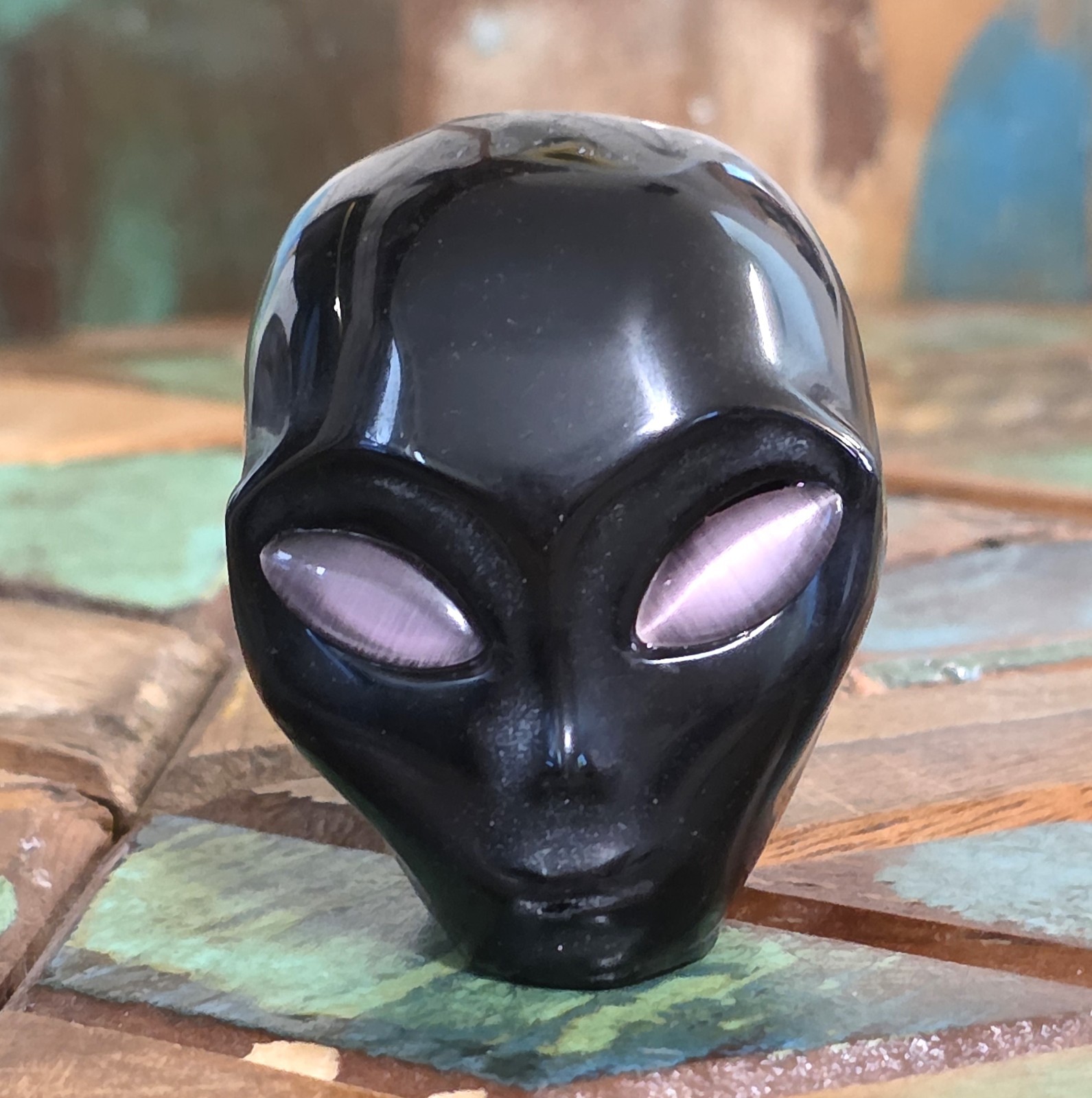 Black Obsidian Alien Head Carving- WYSIWYG