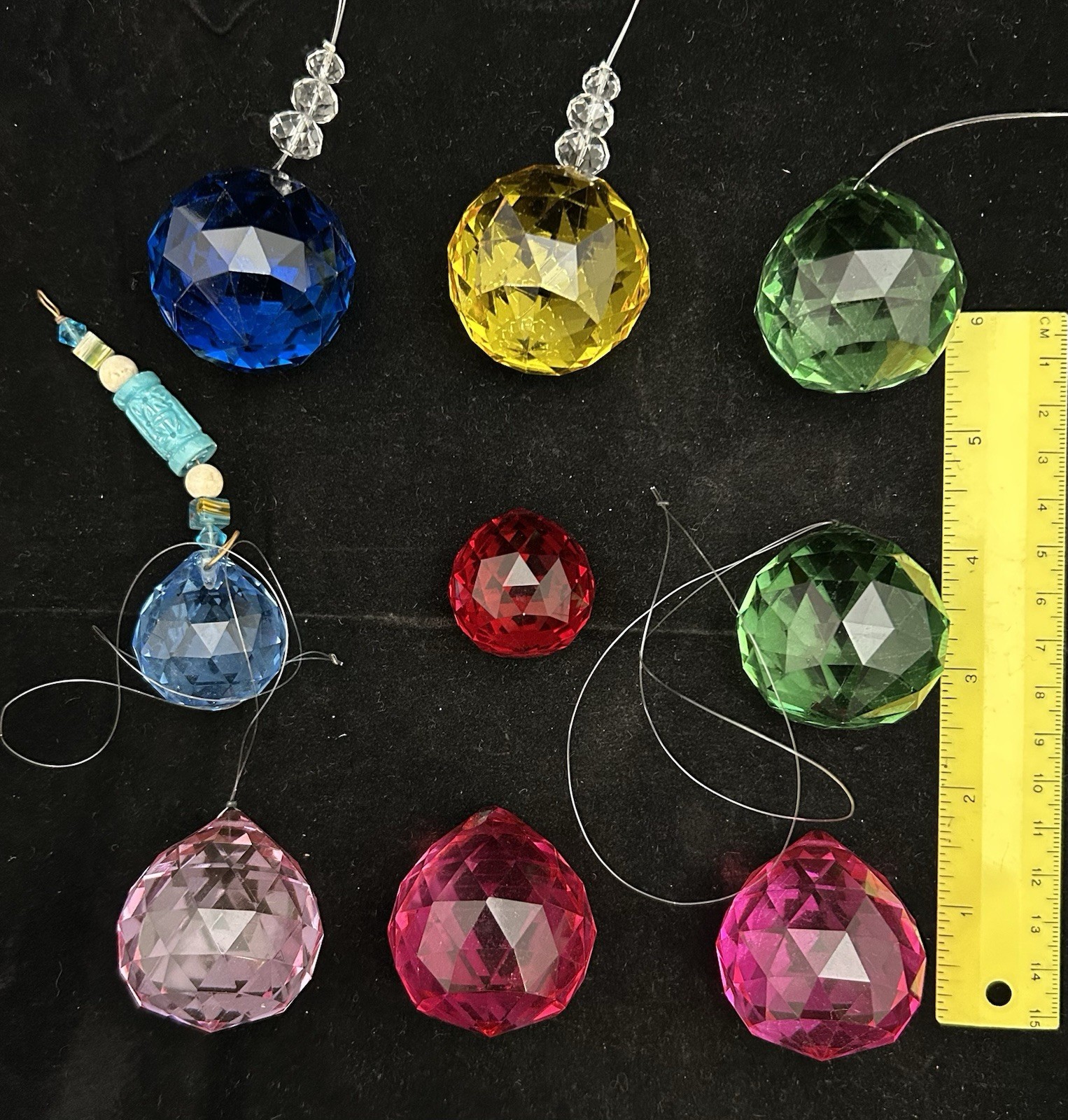 Lot of 7 Multicolor Lg Prisms & 2 Small Prisms (1 5/8” & 1 1/4)