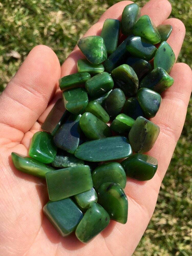 Nephrite Jade Tumbled Stone – Polished Natural Nephrite Jade Crystal, Siberia