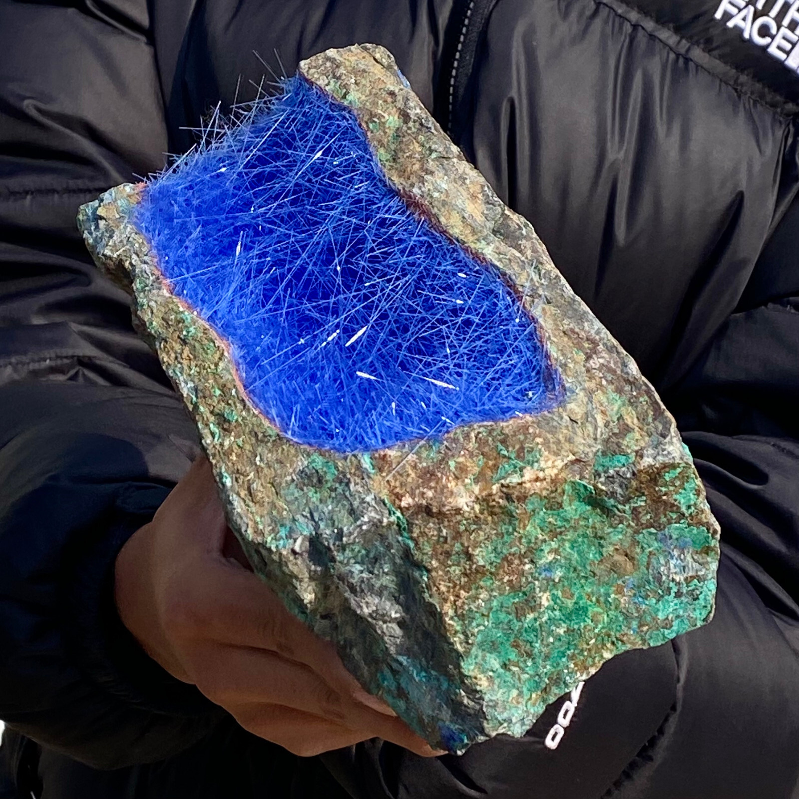 8.18LB Natural Blue Needle Iron Ore Mineral , Original Ore Quartz Crystal