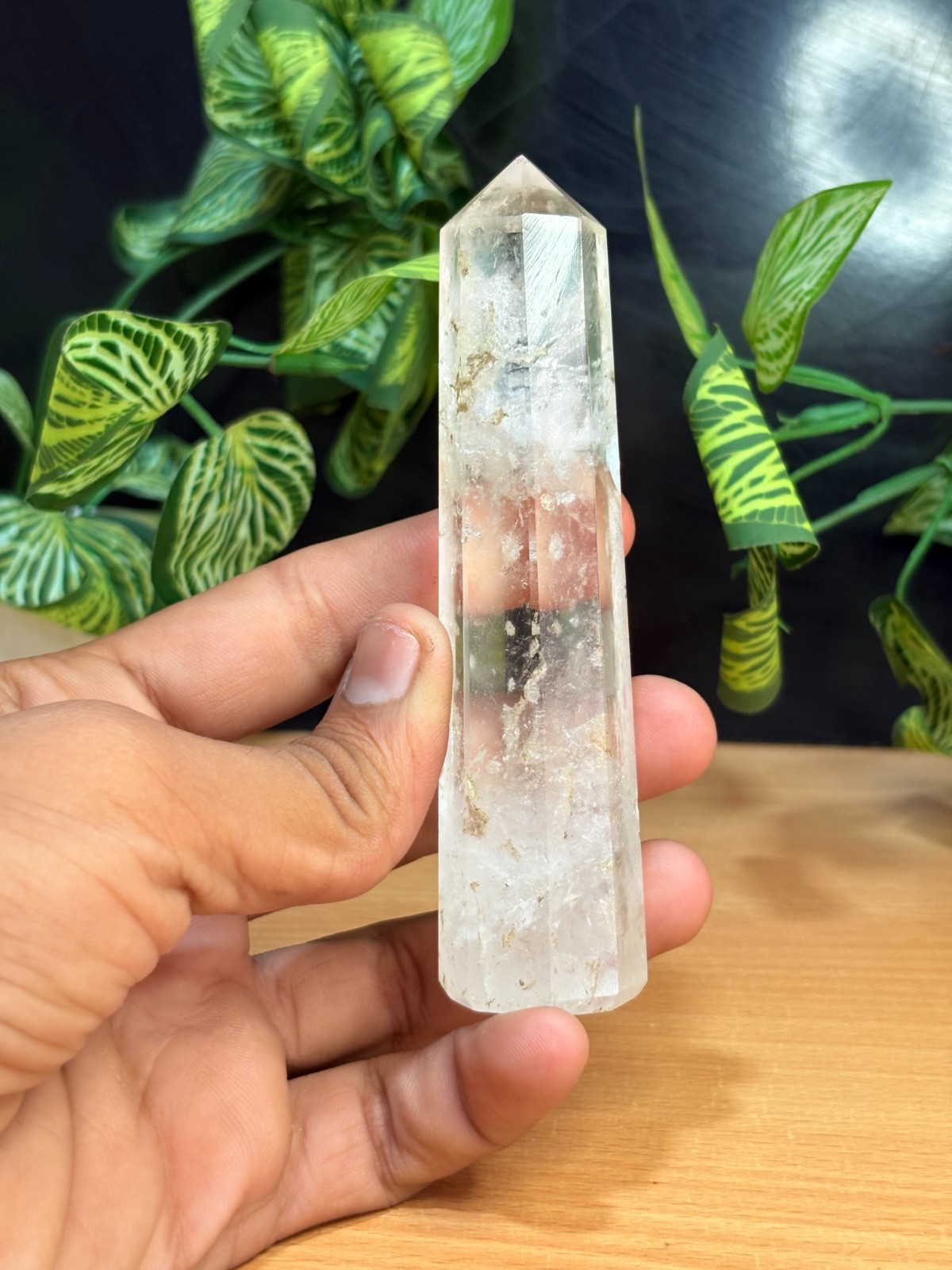 Clear Crystal Quartz Point 120MM Lemurian Tower, Satyaloka Azezutlite